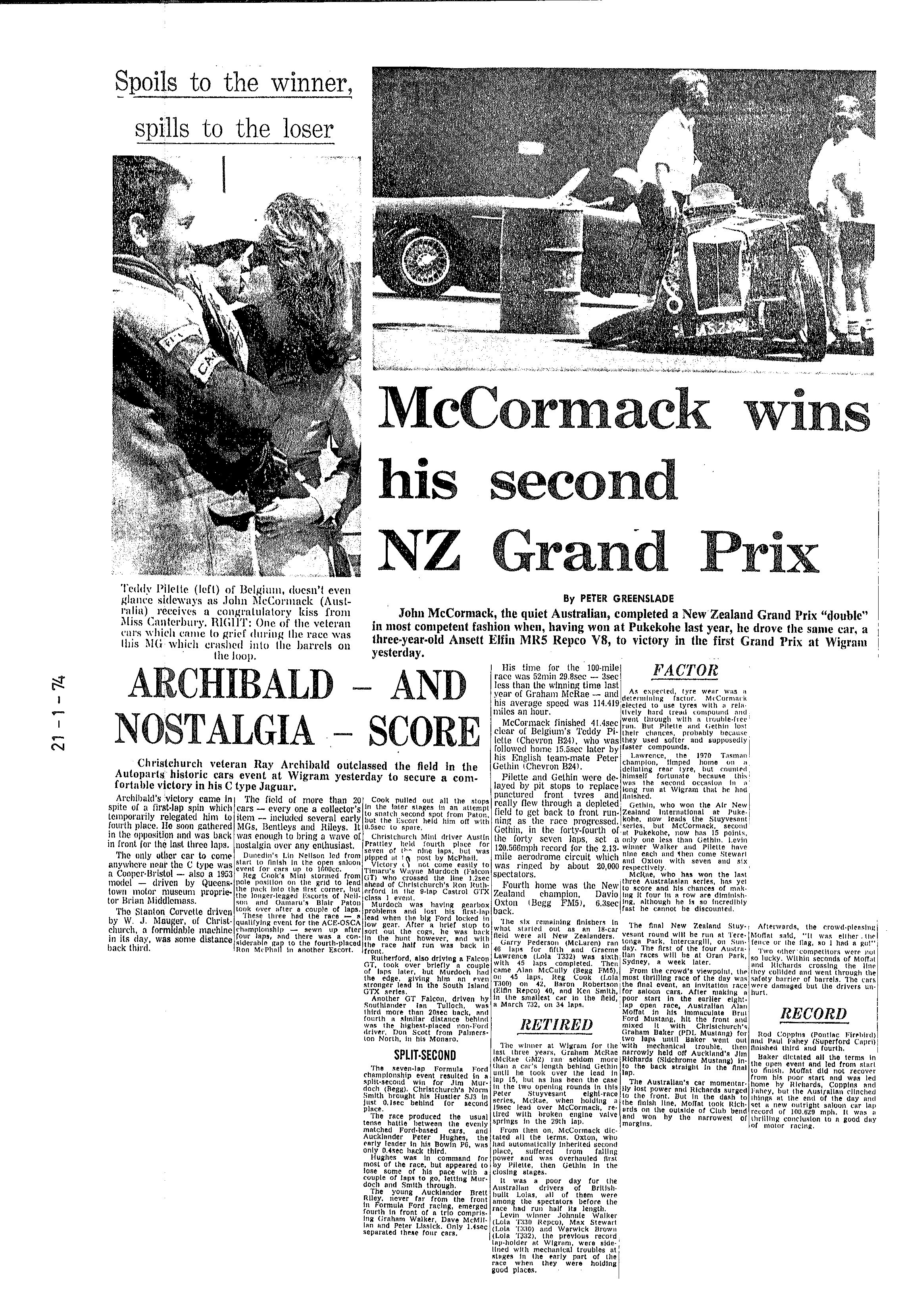 Scan of the clipping page, 21 January 1974