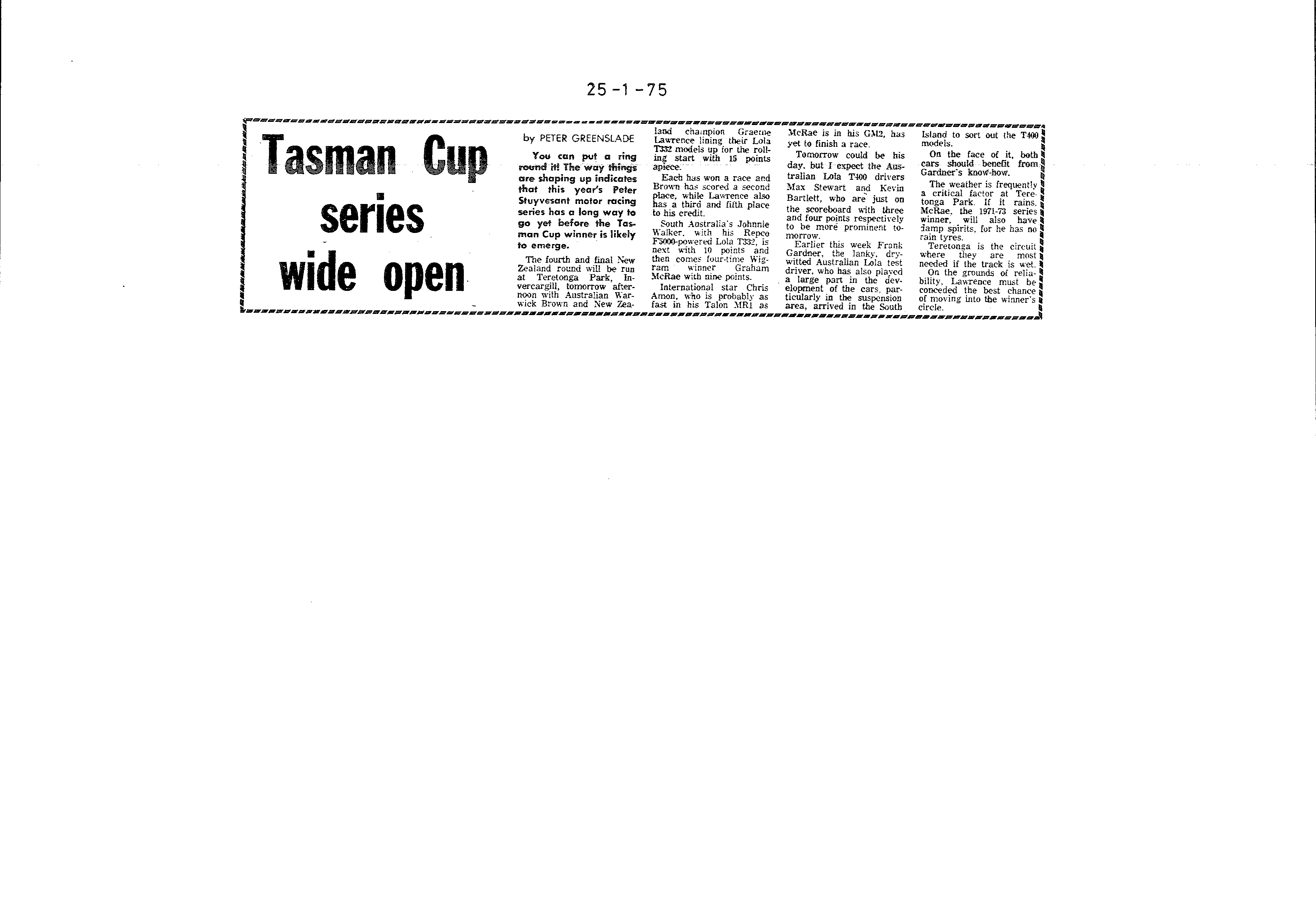 Scan of the clipping page, 25 January 1975