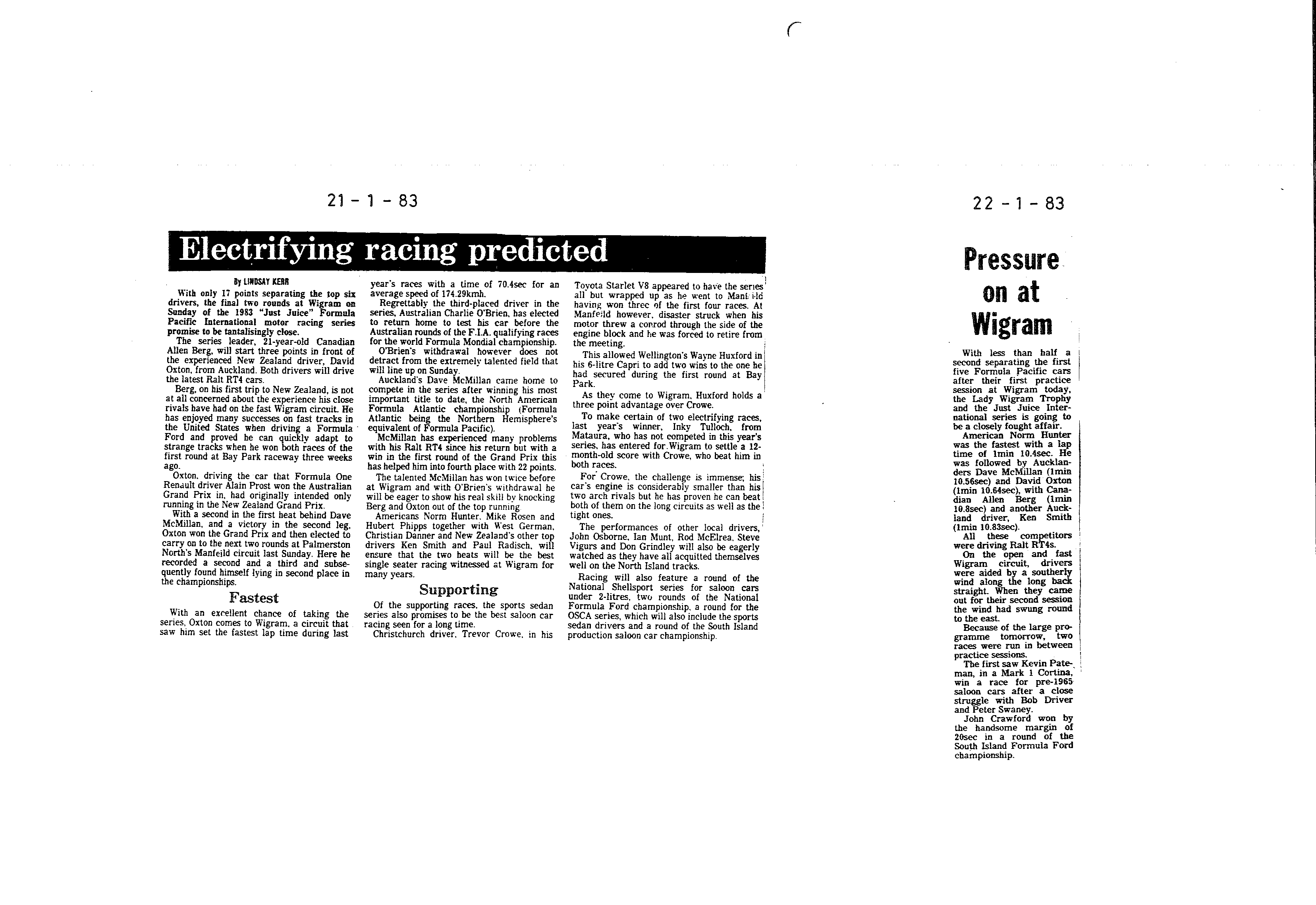 Scan of the clipping page, 22 January 1983