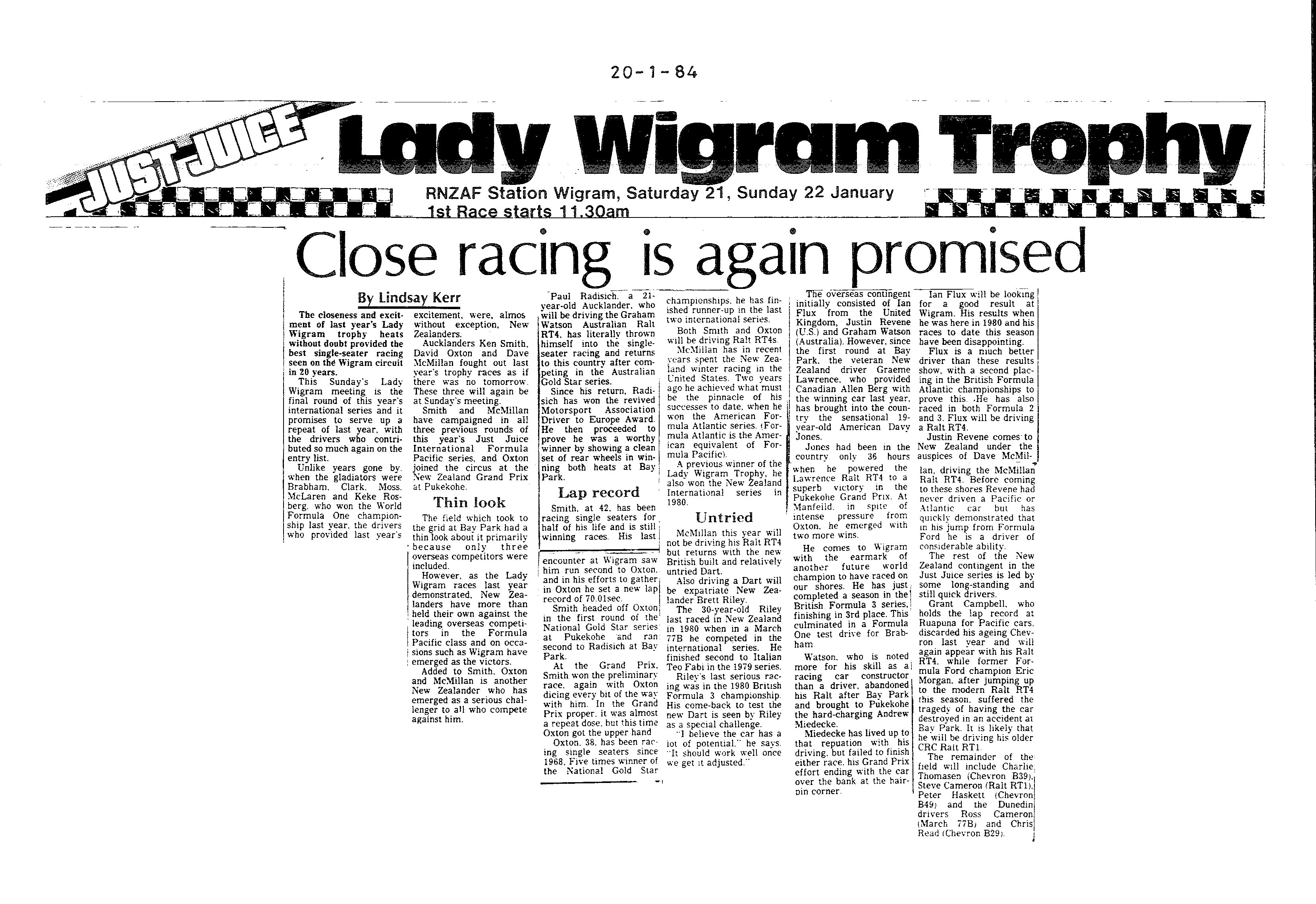 Scan of the clipping page, 20 January 1984