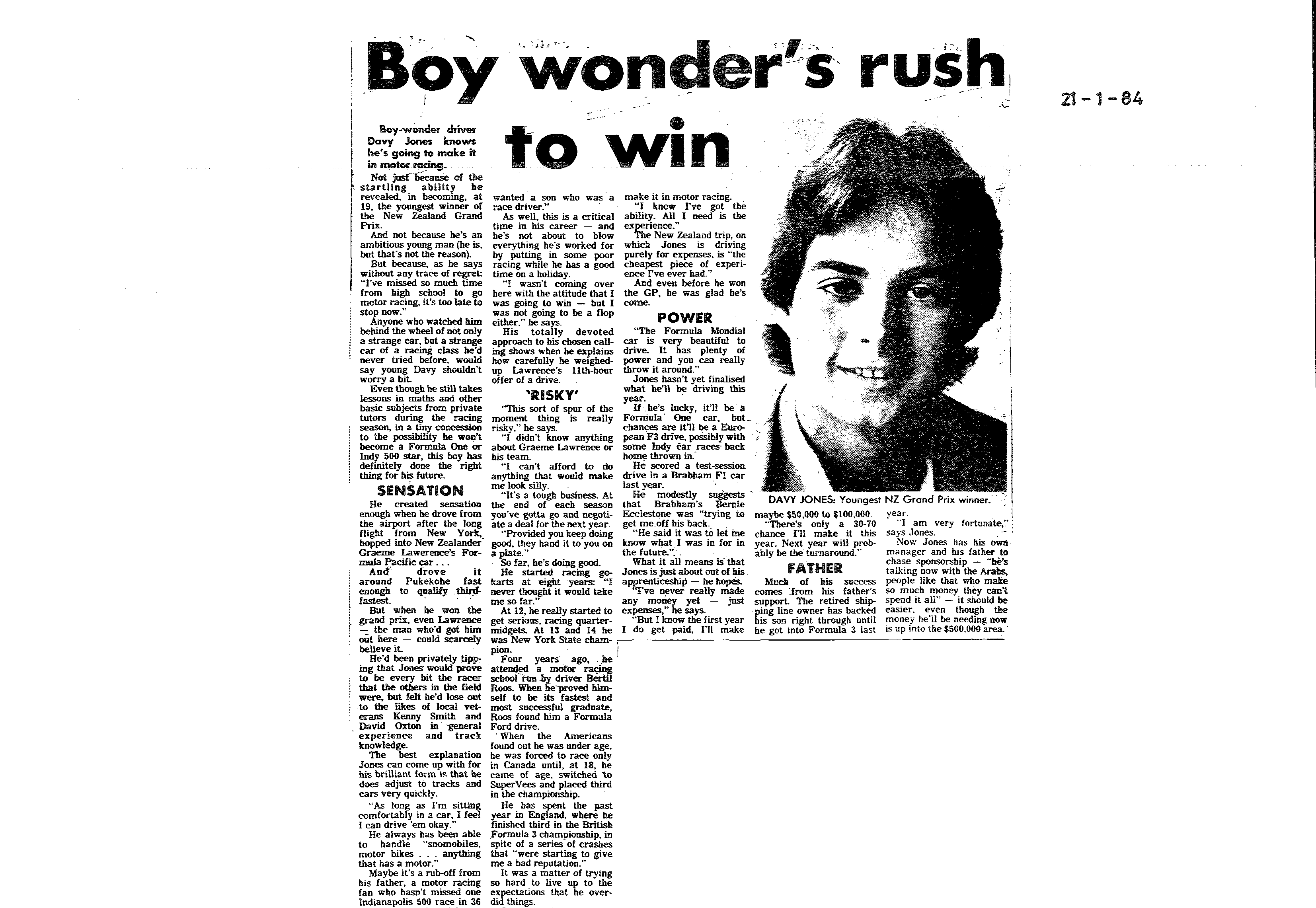 Scan of the clipping page, 21 January 1984