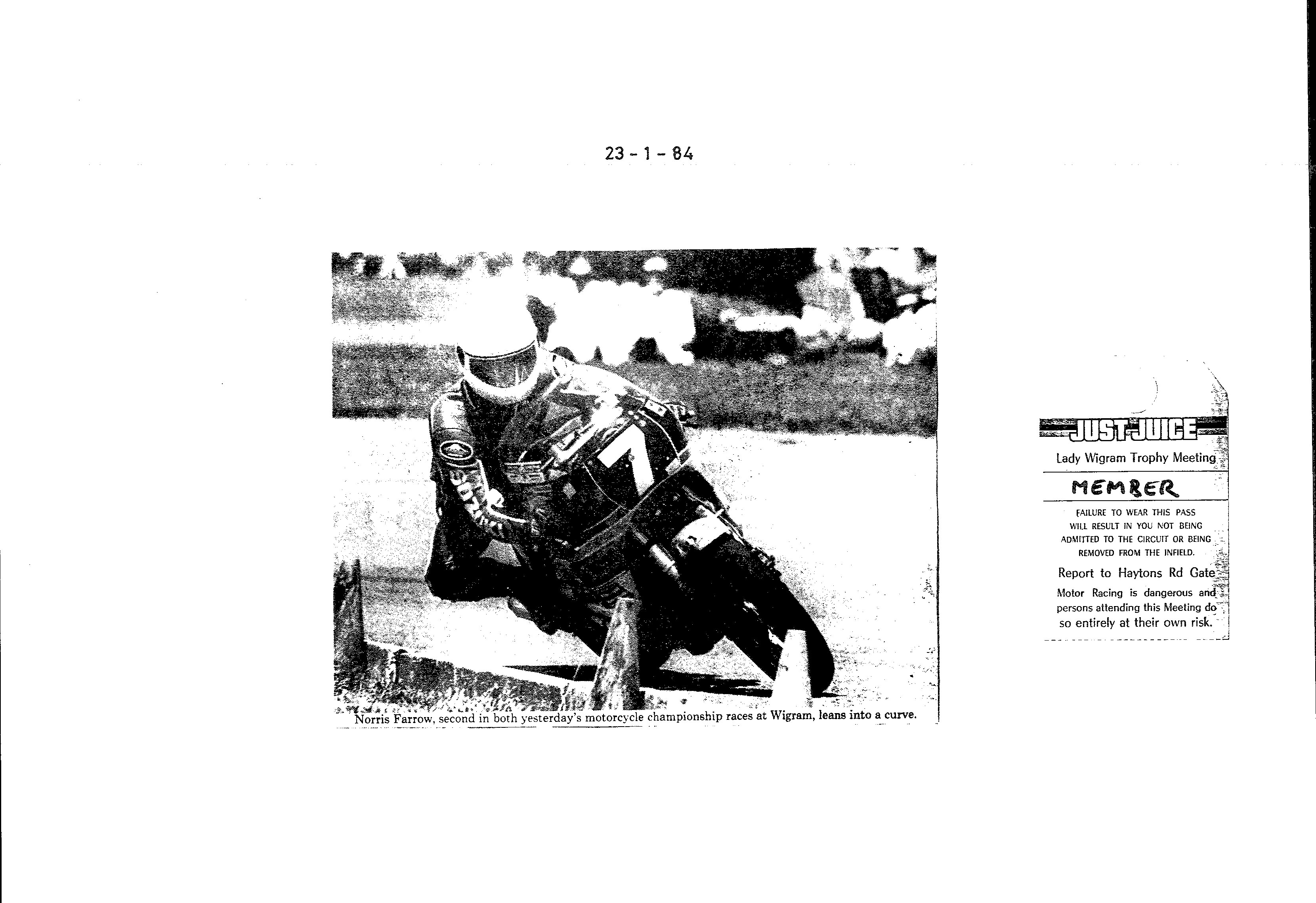 Scan of the clipping page, 23 January 1984