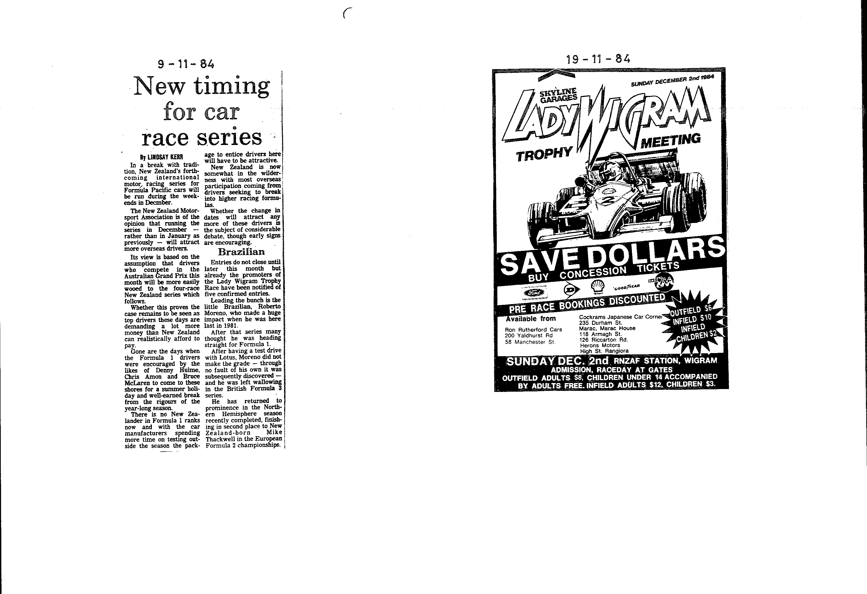 Scan of the clipping page, 9 November 1984