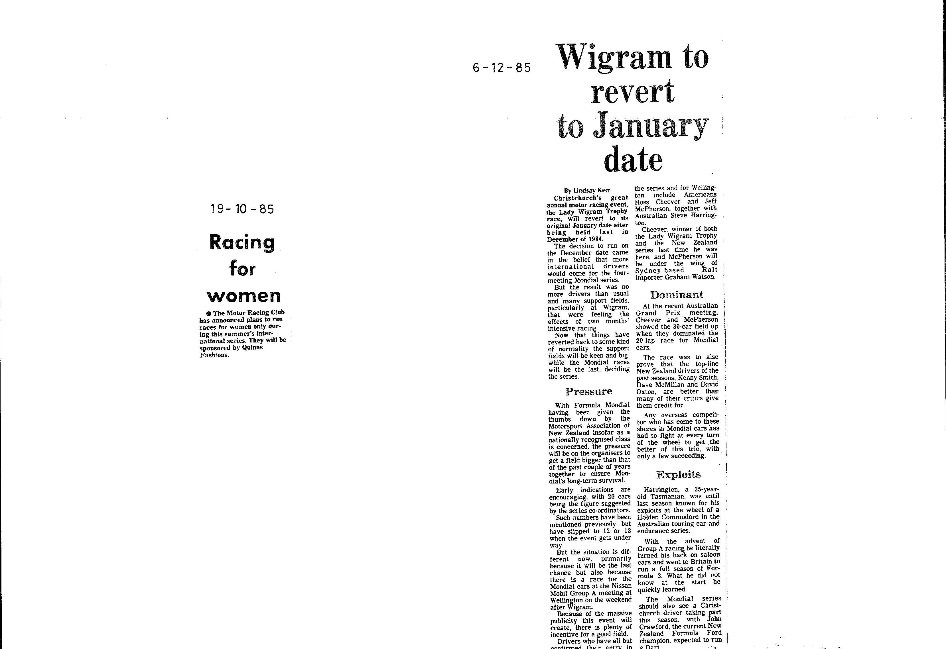 Scan of the clipping page, 19 October 1985