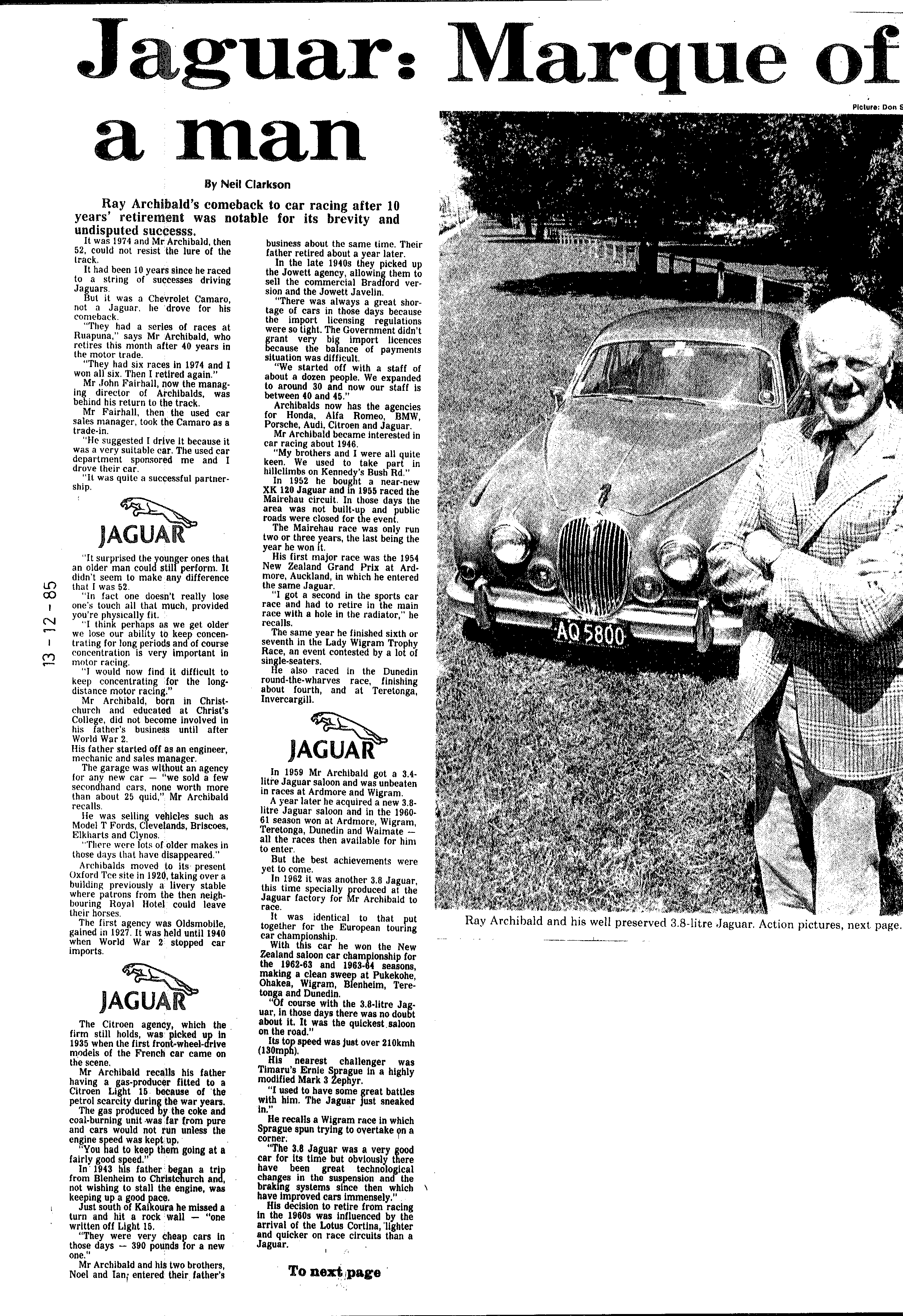 Scan of the clipping page, 13 December 1985