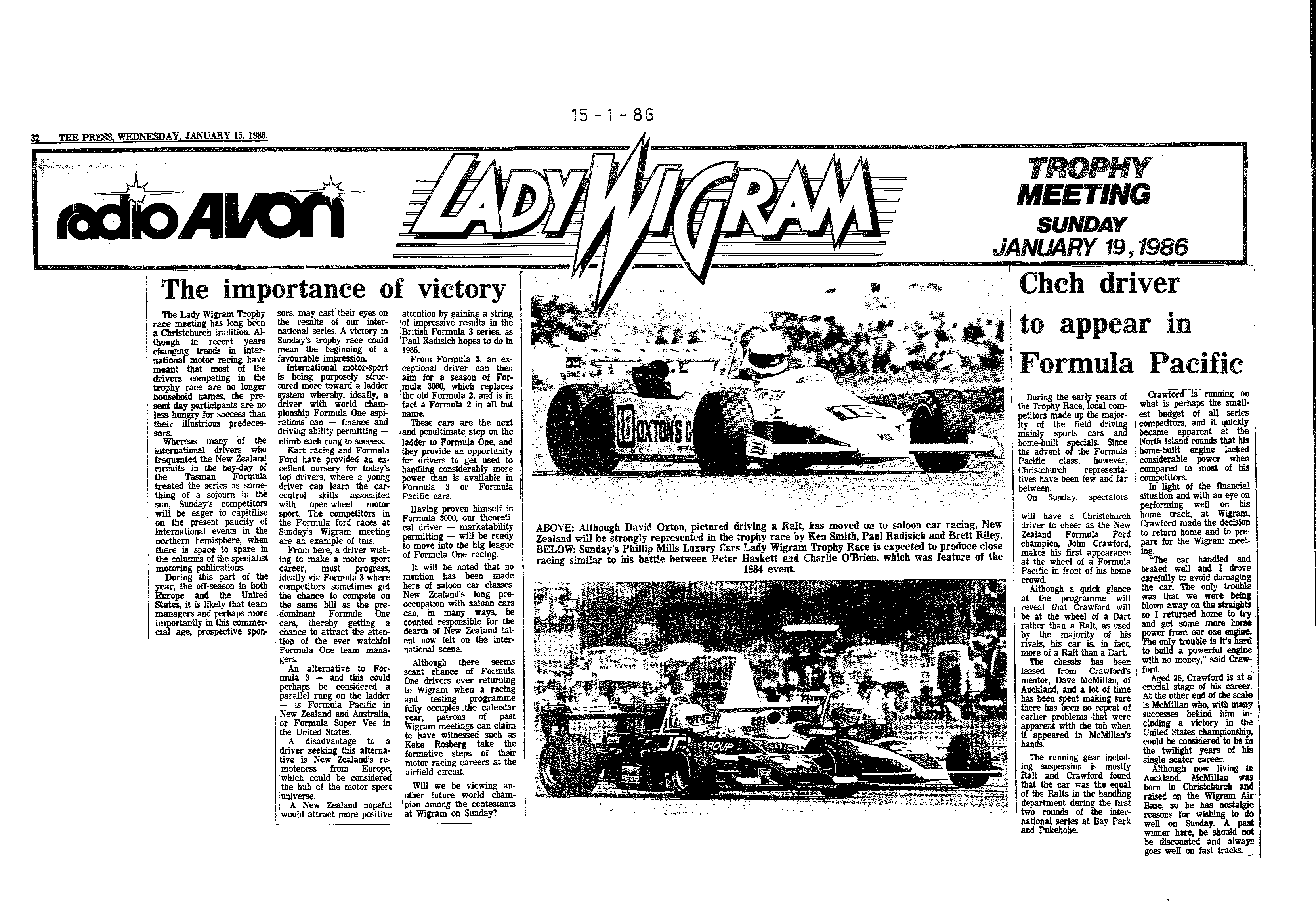 Scan of the clipping page, 15 January 1986