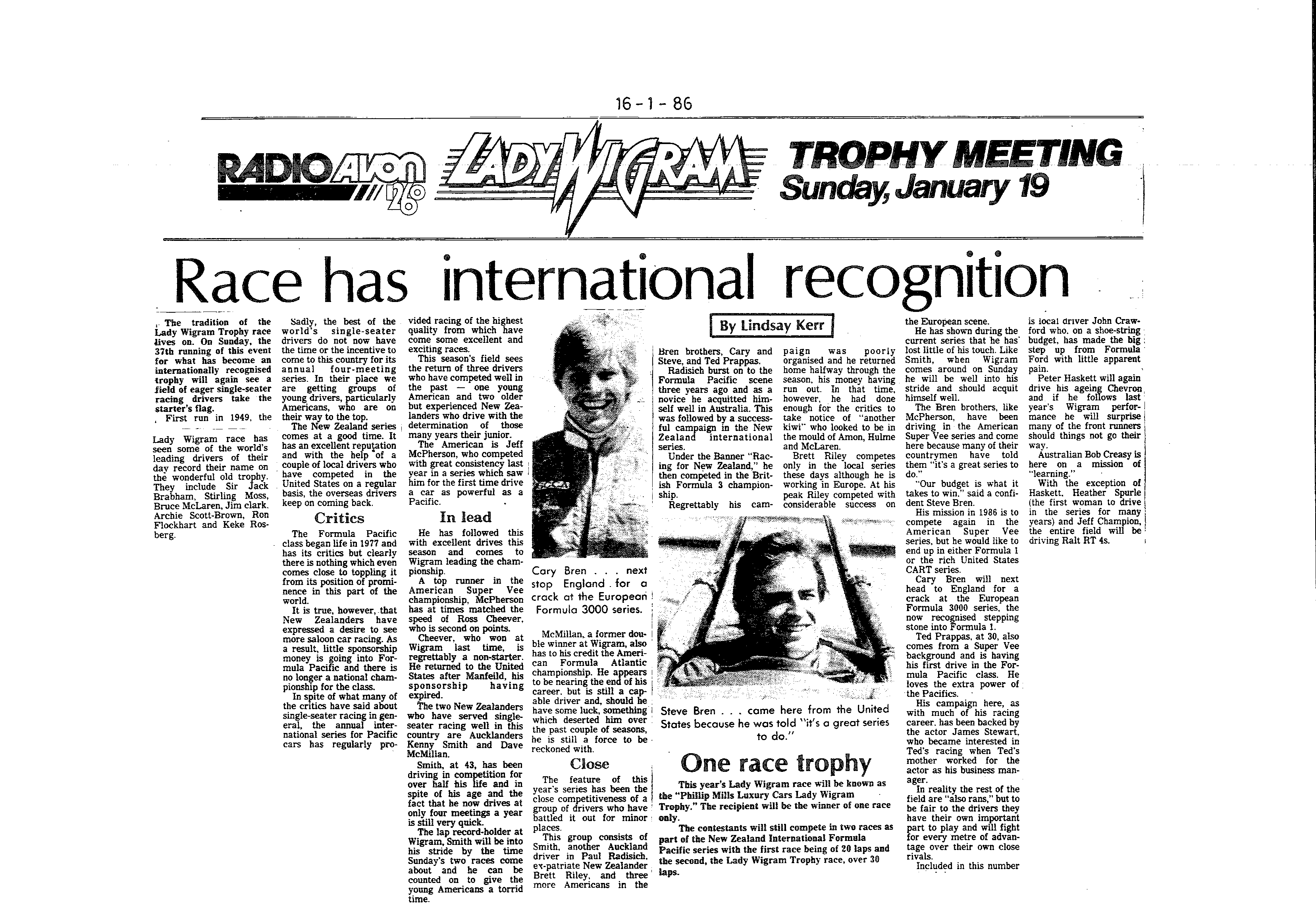 Scan of the clipping page, 16 January 1986