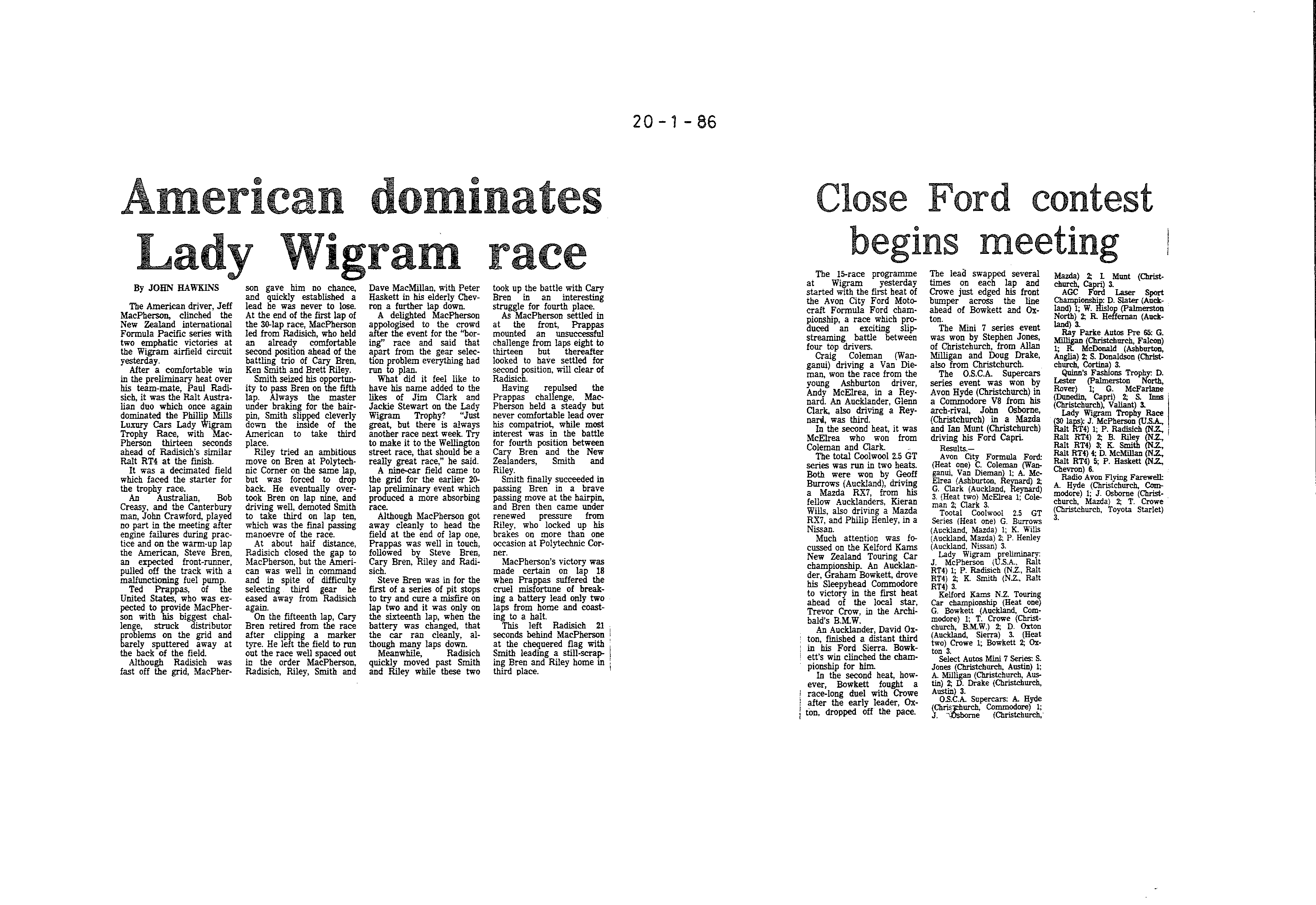 Scan of the clipping page, 20 January 1986