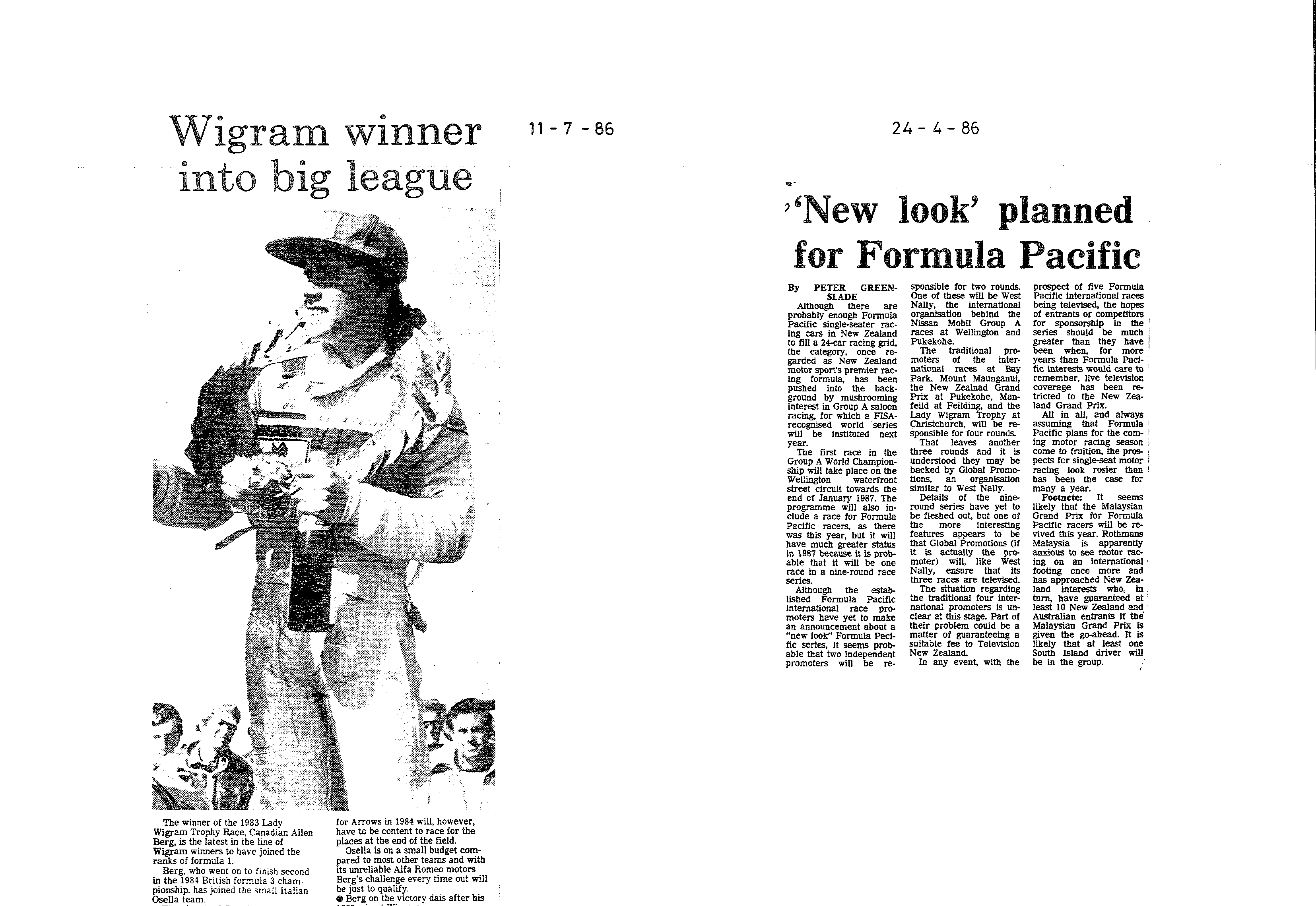 Scan of the clipping page, 11 July 1986