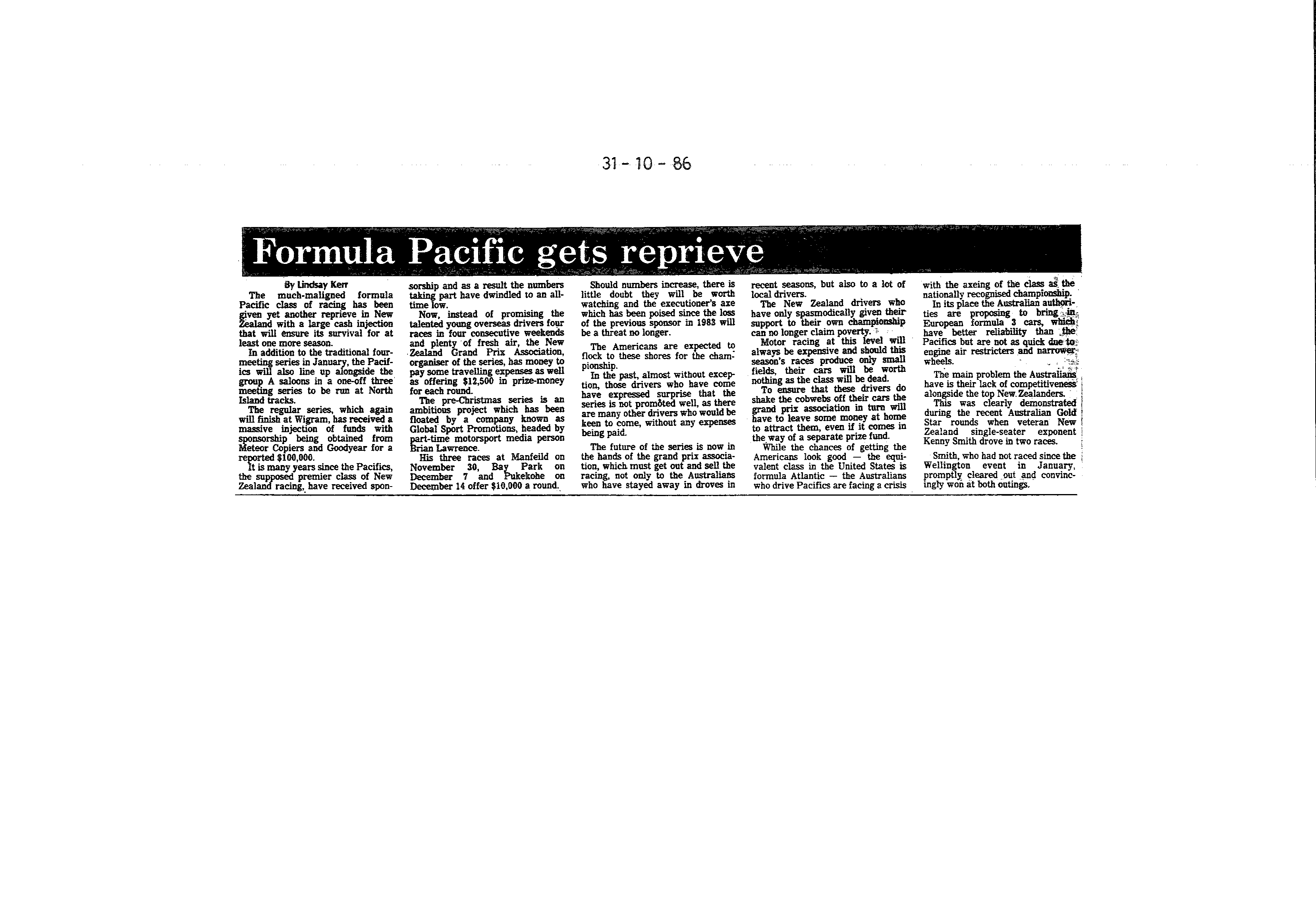 Scan of the clipping page, 31 October 1986