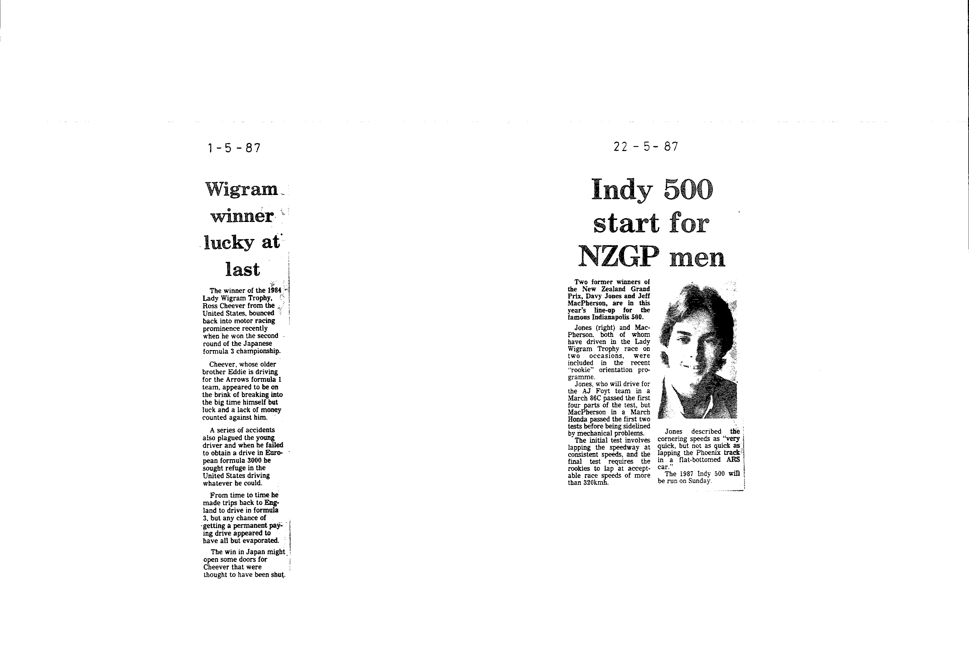 Scan of the clipping page, 1 May 1987