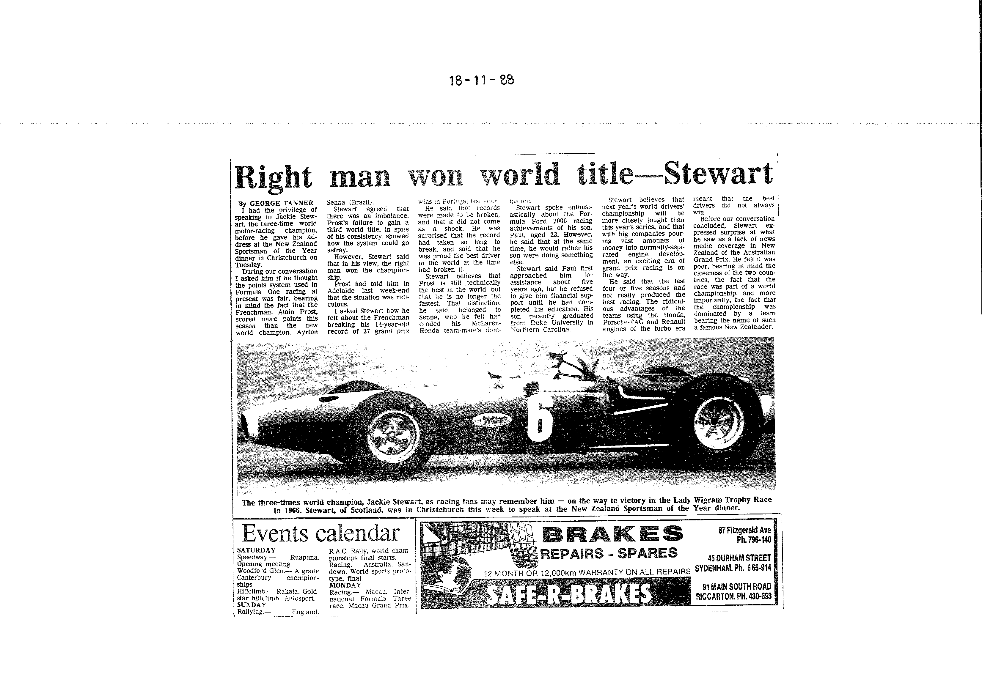 Scan of the clipping page, 18 November 1988