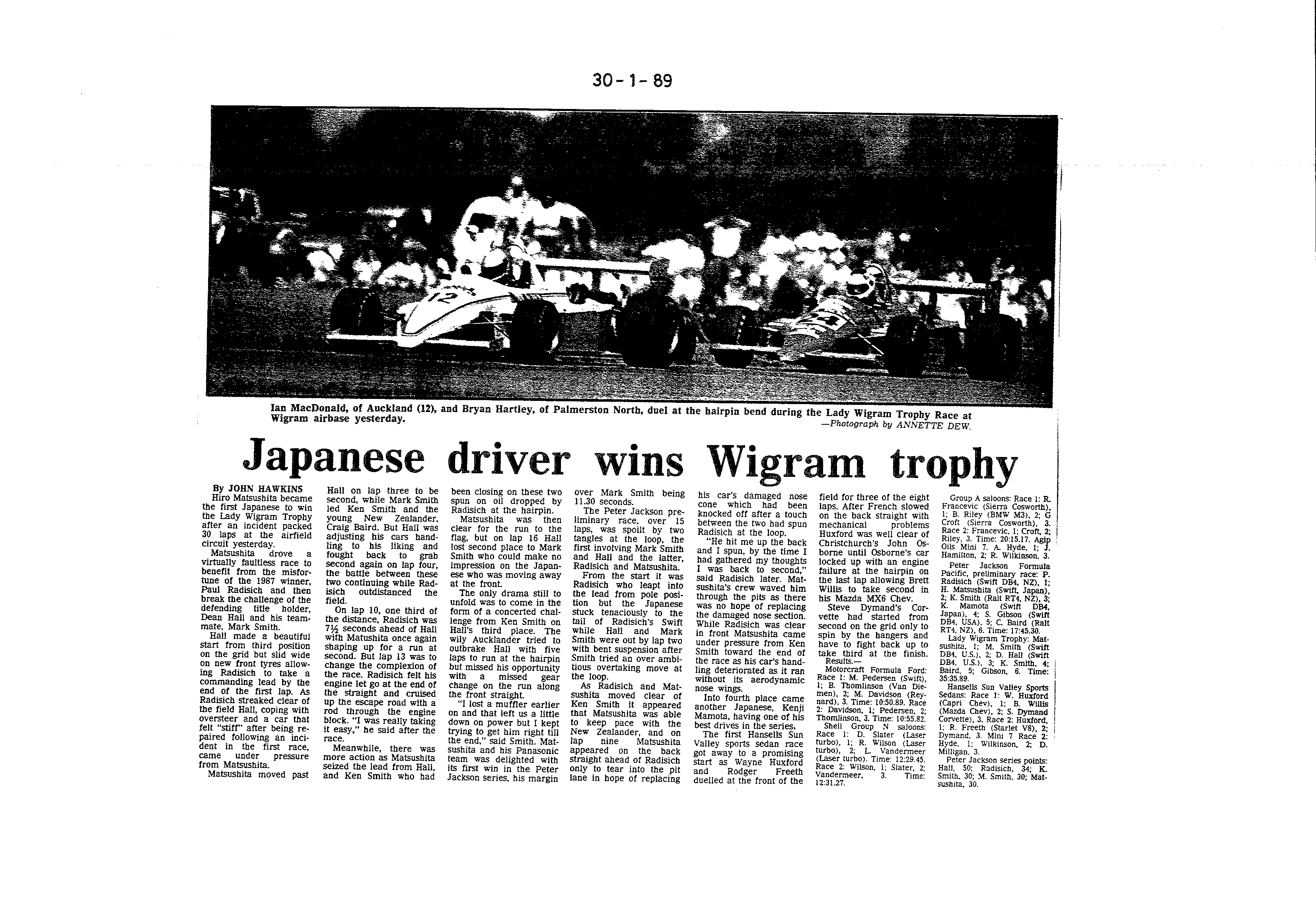 Scan of the clipping page, 30 January 1989