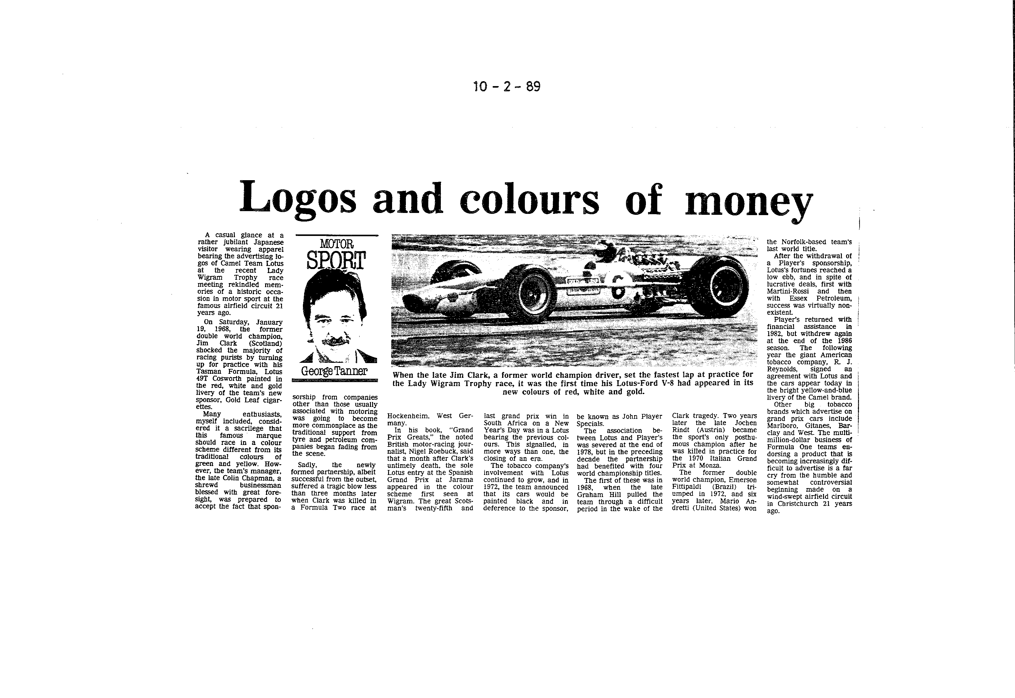 Scan of the clipping page, 10 February 1989