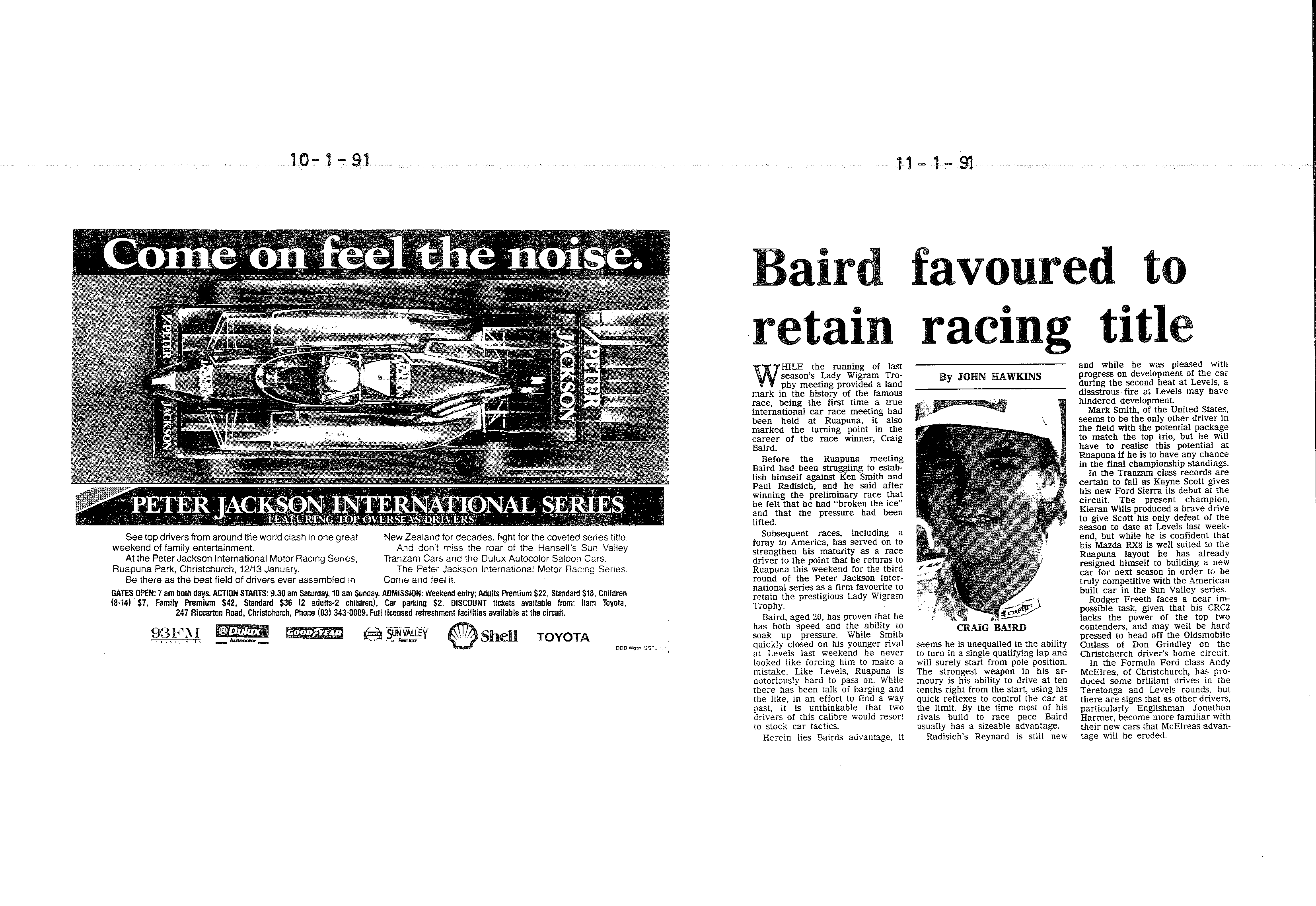 Scan of the clipping page, 10 January 1991