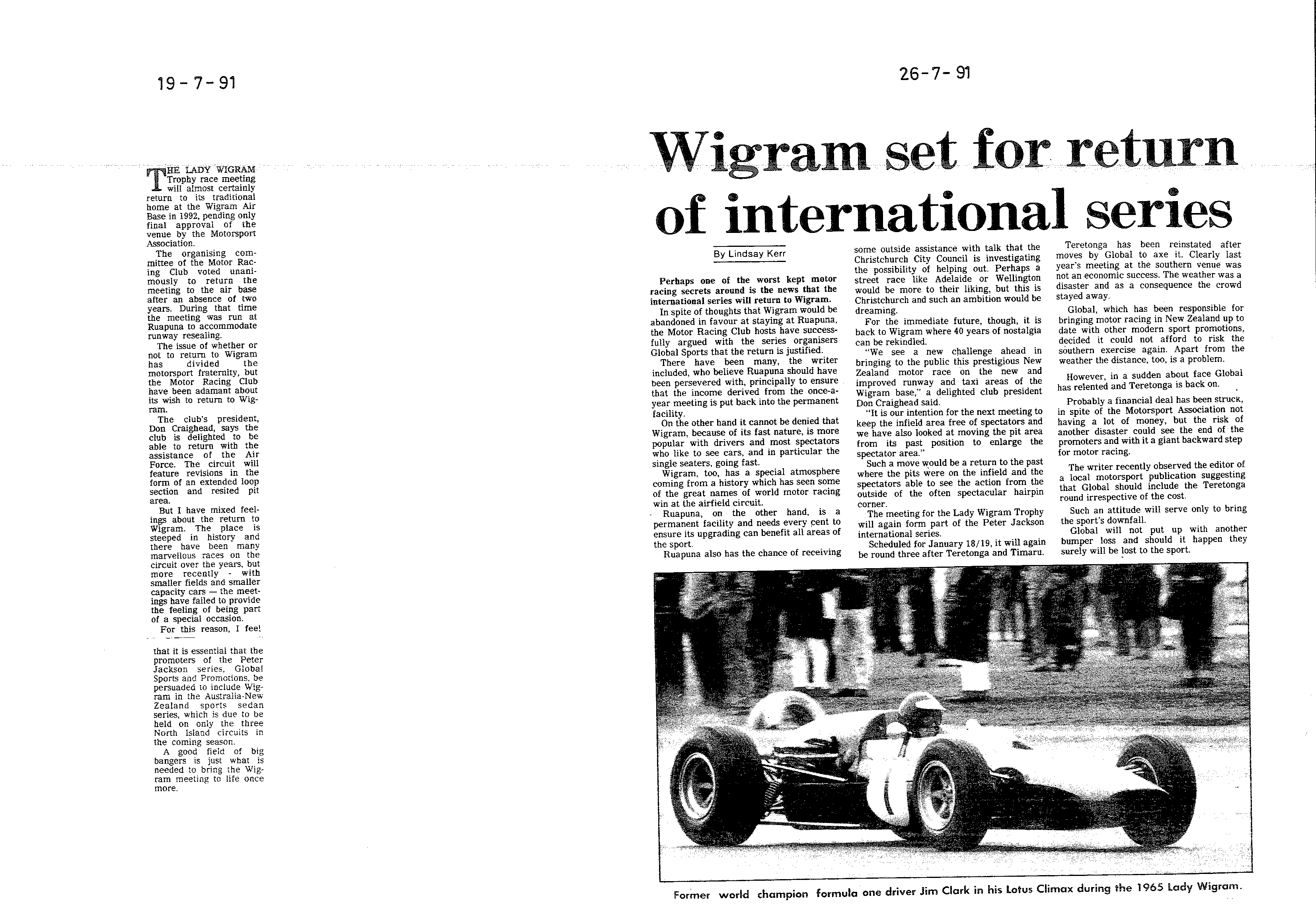 Scan of the clipping page, 19 July 1991