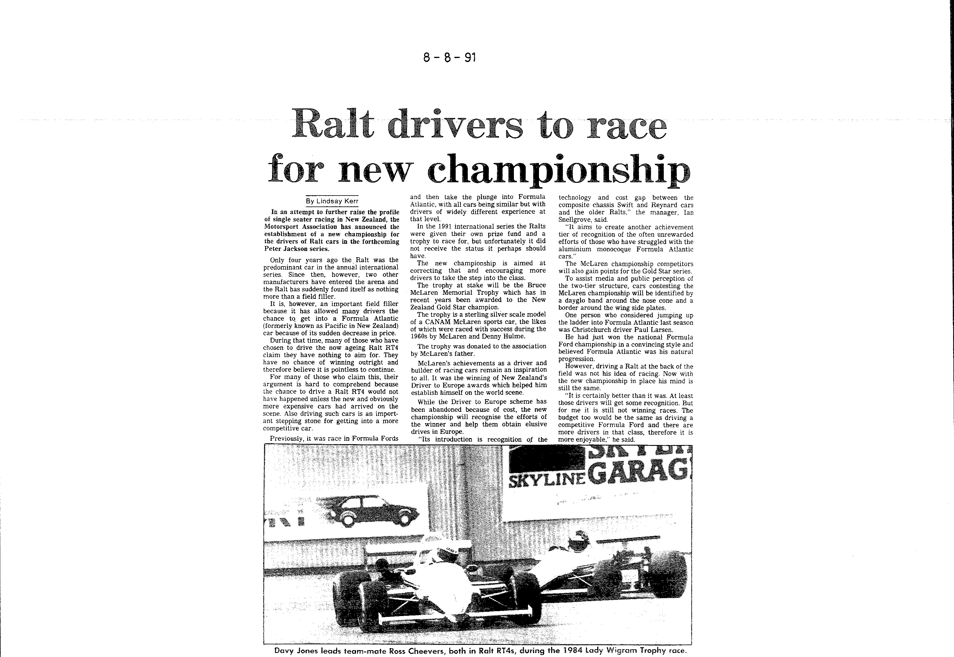 Scan of the clipping page, 8 August 1991