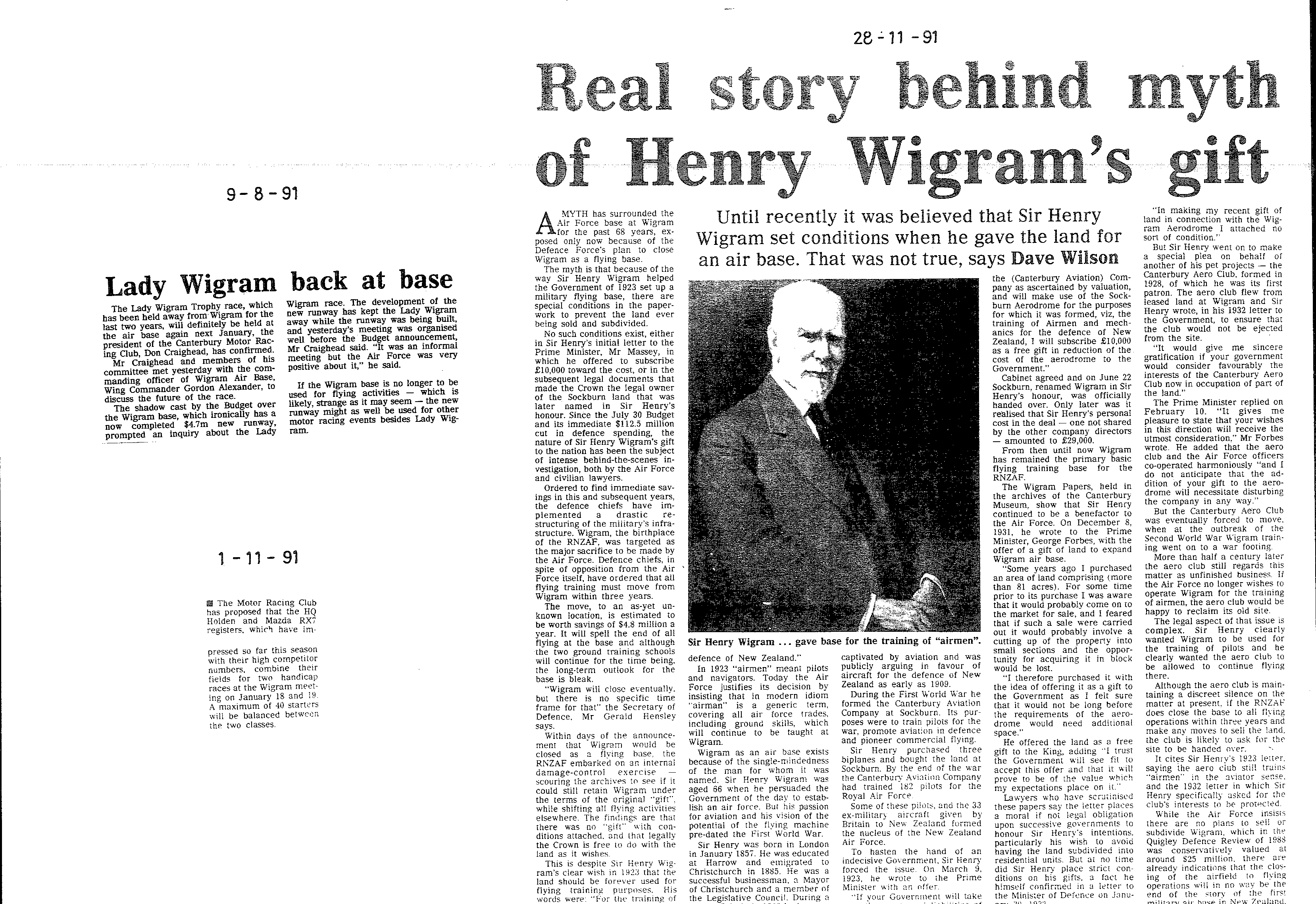 Scan of the clipping page, 9 August 1991