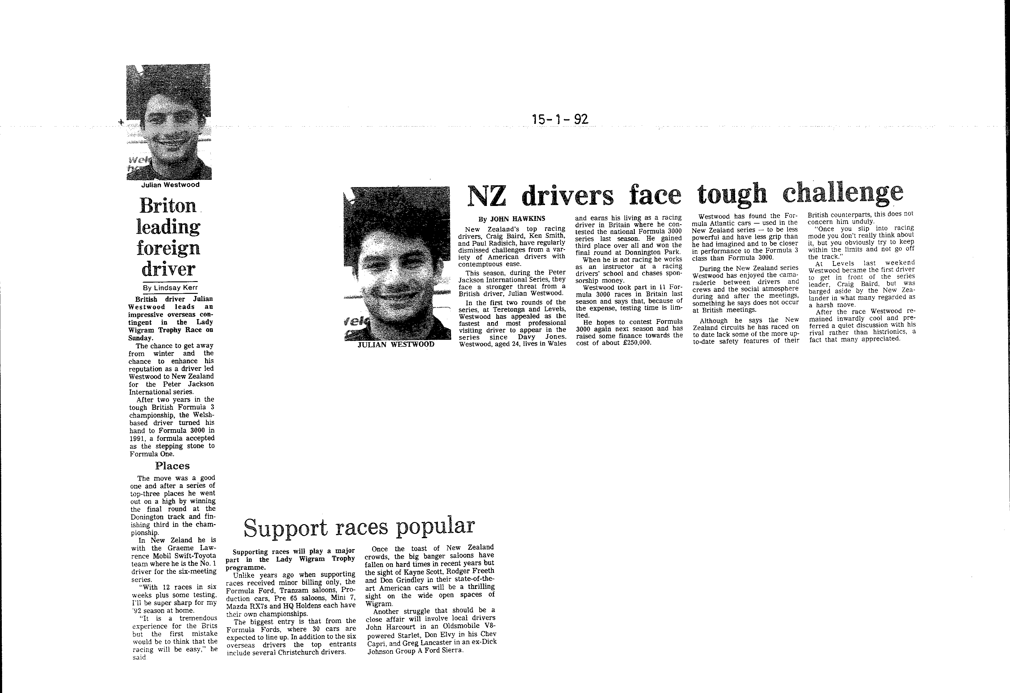 Scan of the clipping page, 15 January 1992