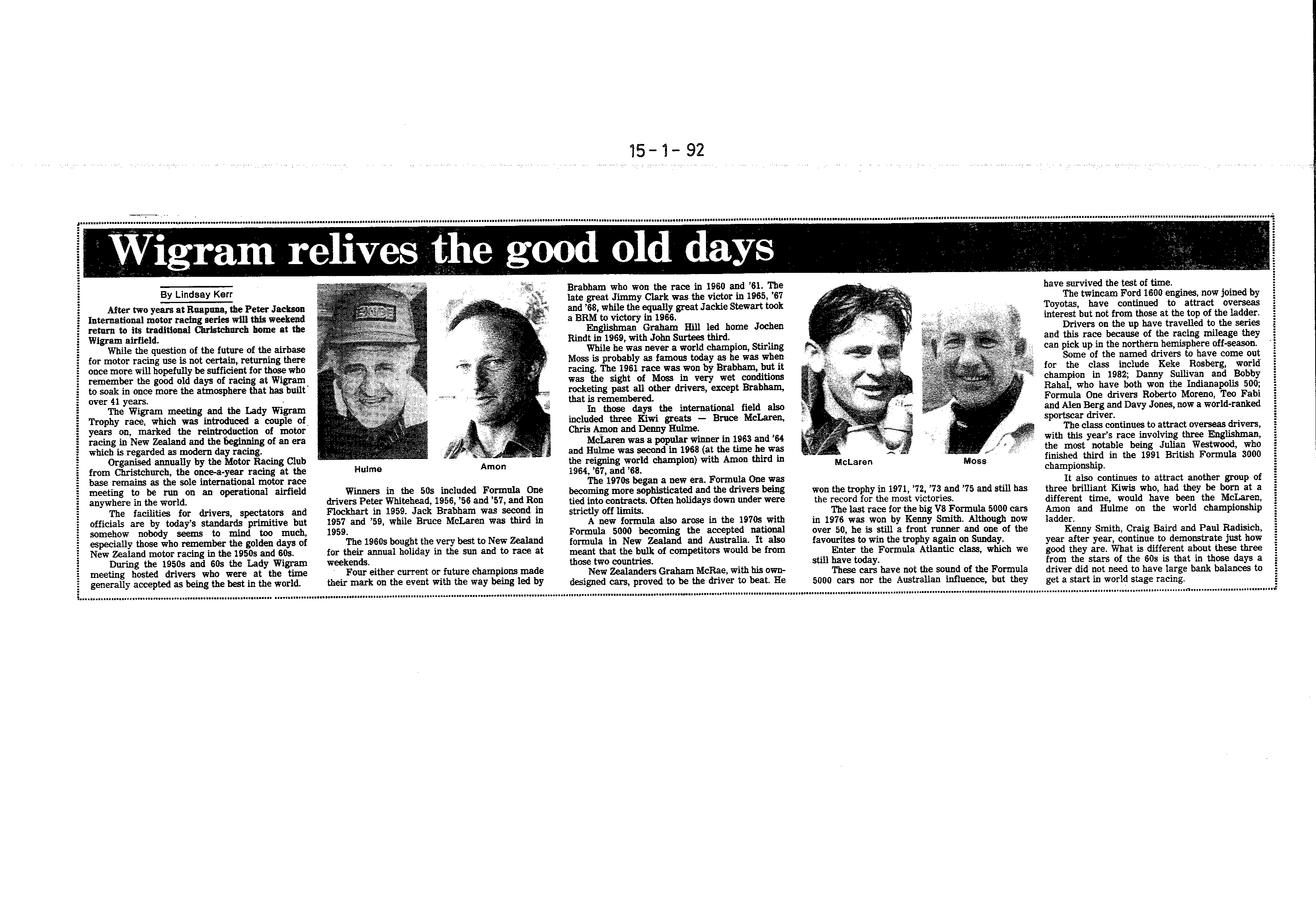 Scan of the clipping page, 15 January 1992