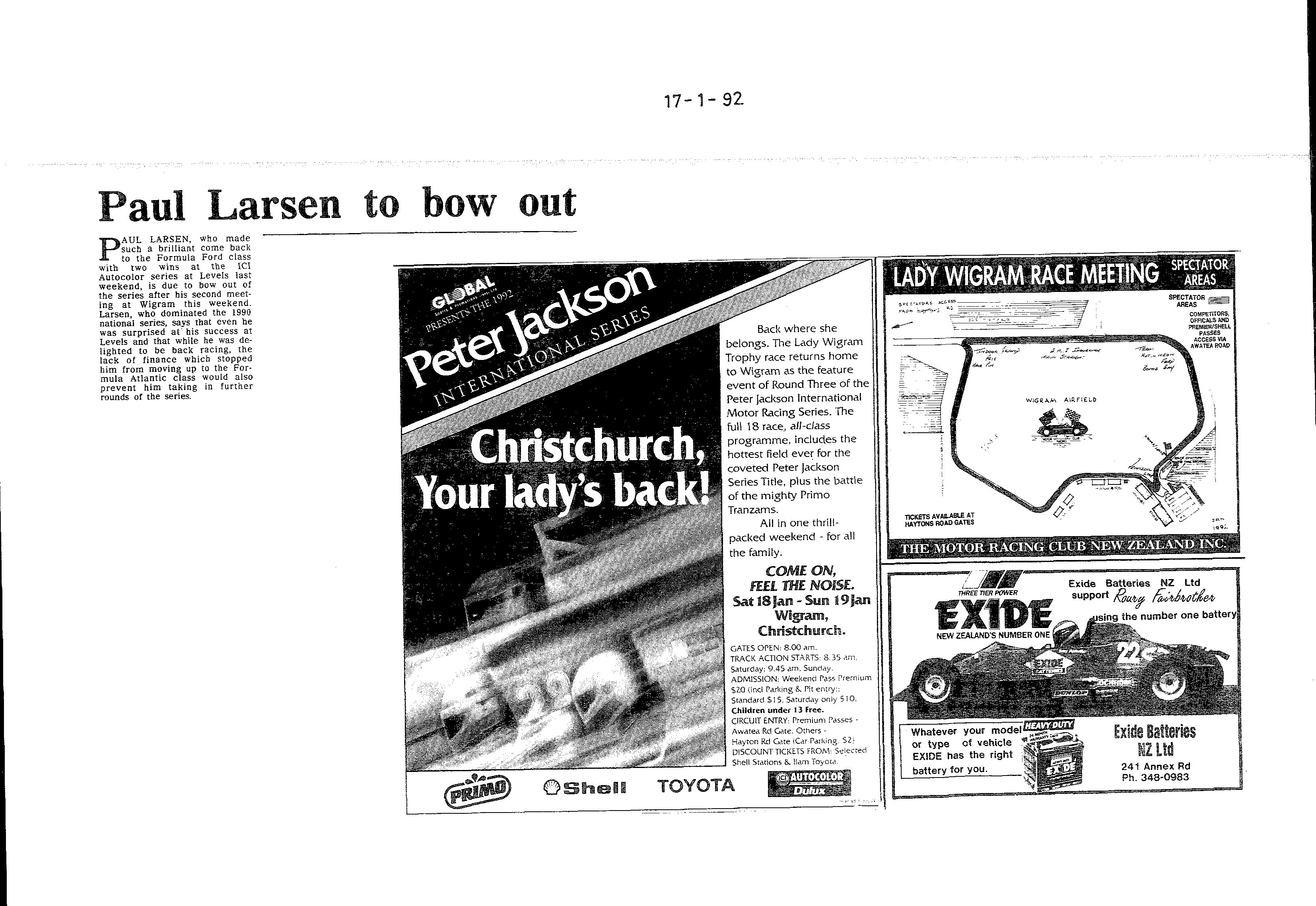 Scan of the clipping page, 17 January 1992