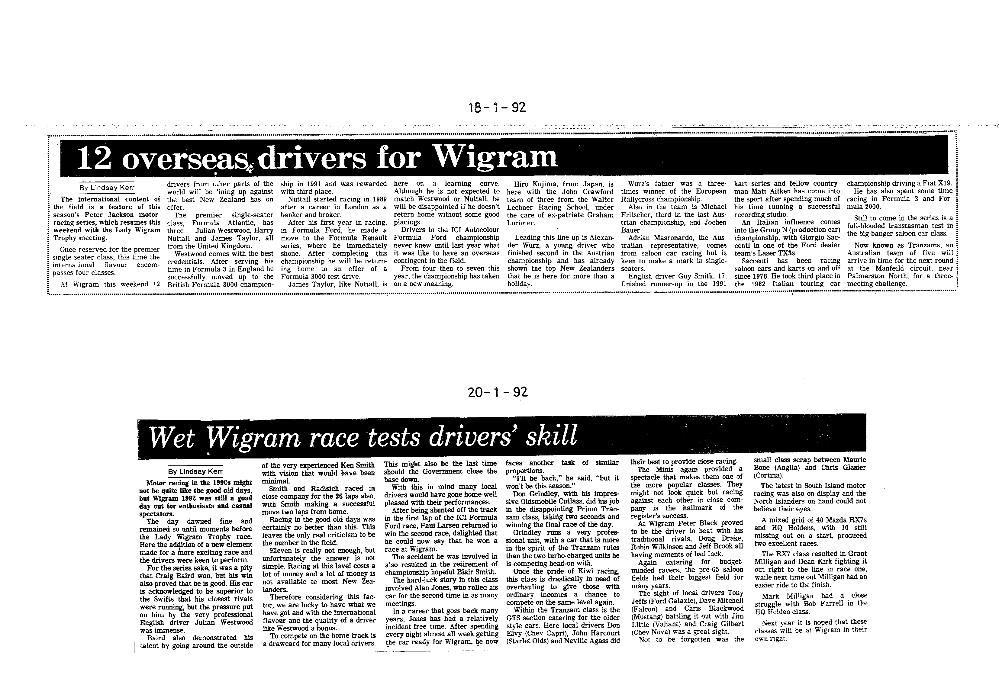 Scan of the clipping page, 18 January 1992
