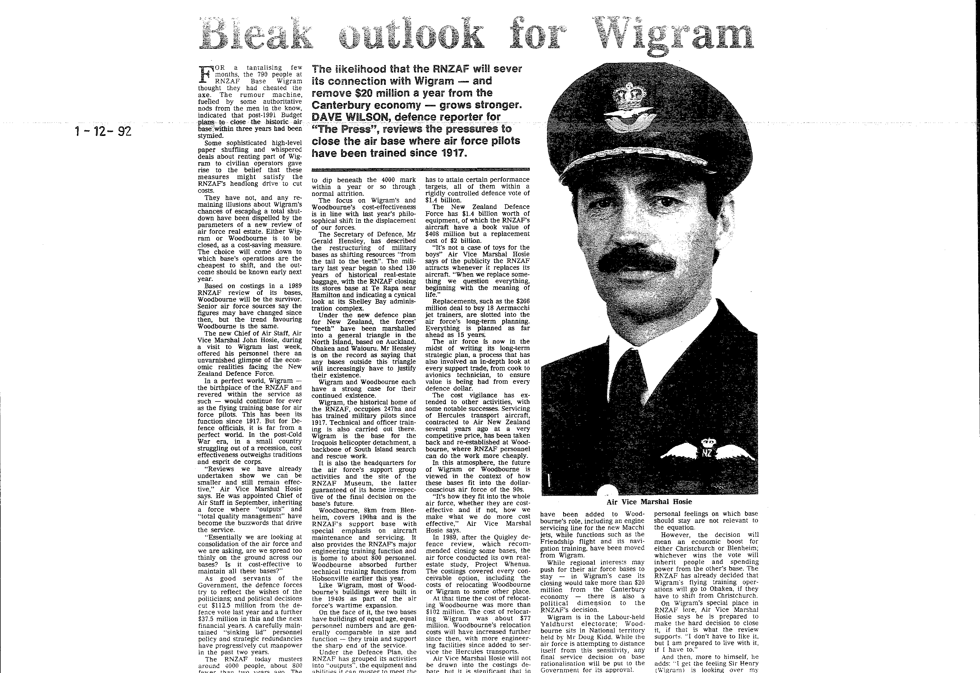 Scan of the clipping page, 1 December 1992