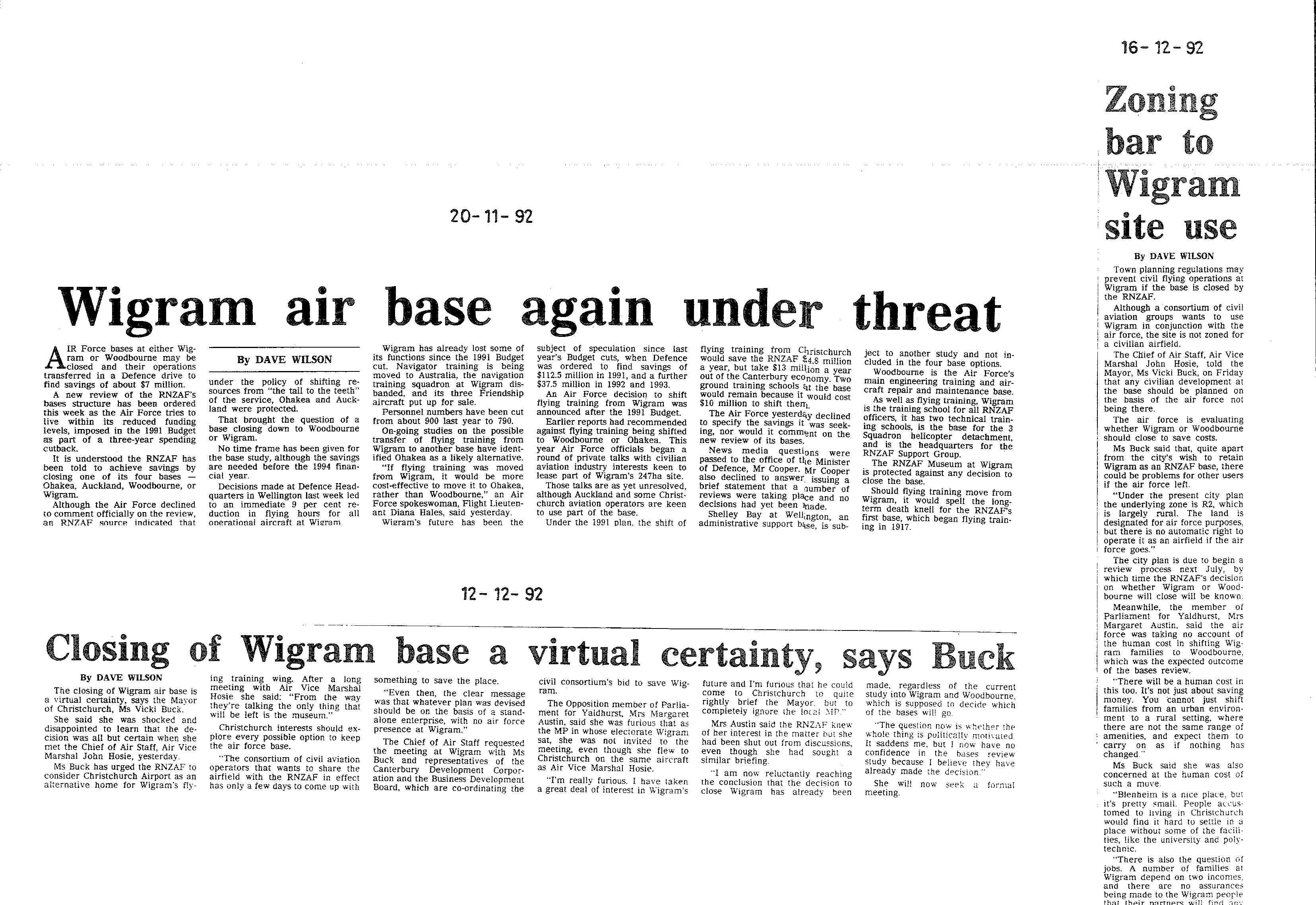 Scan of the clipping page, 20 November 1992