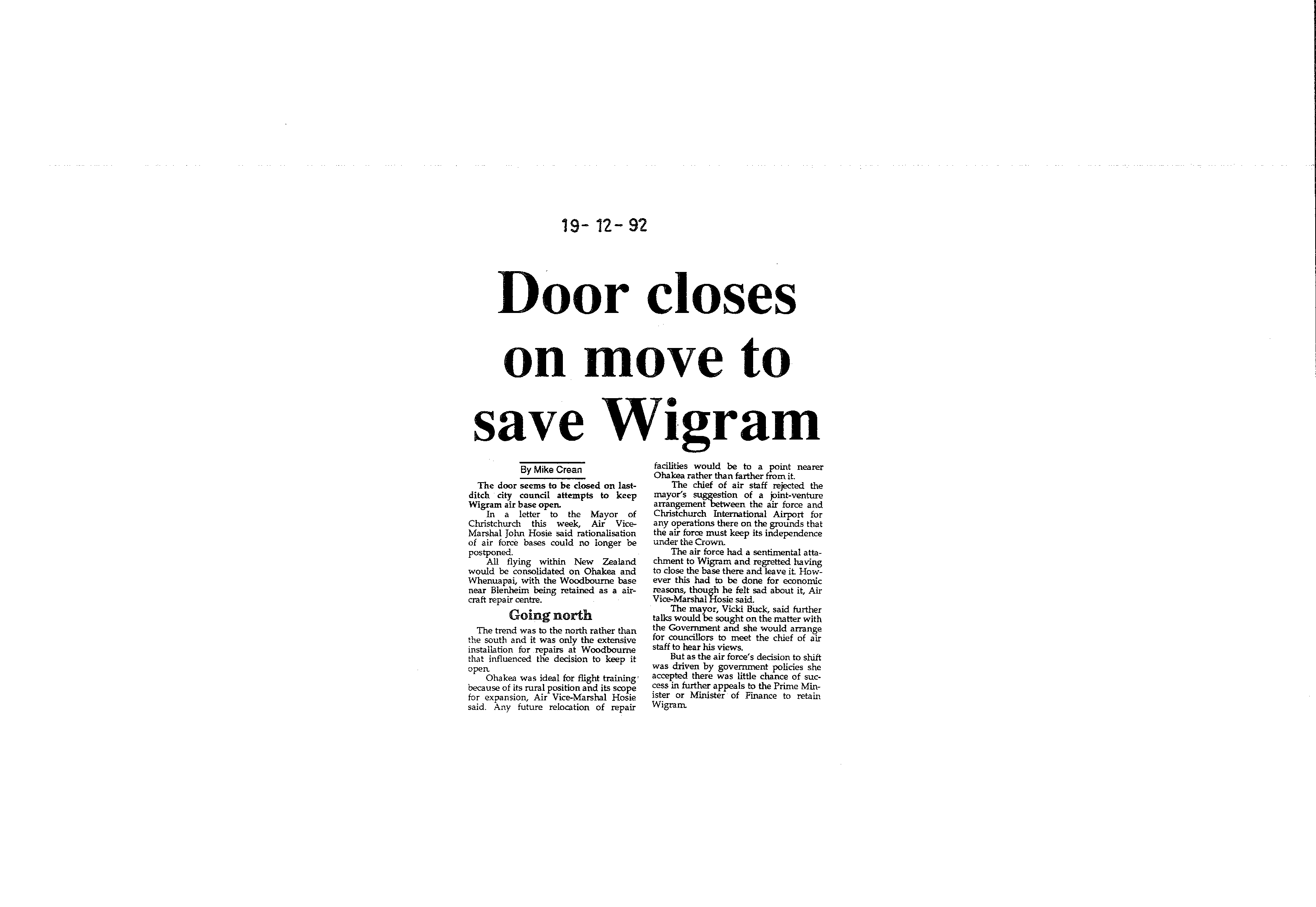 Scan of the clipping page, 19 December 1992
