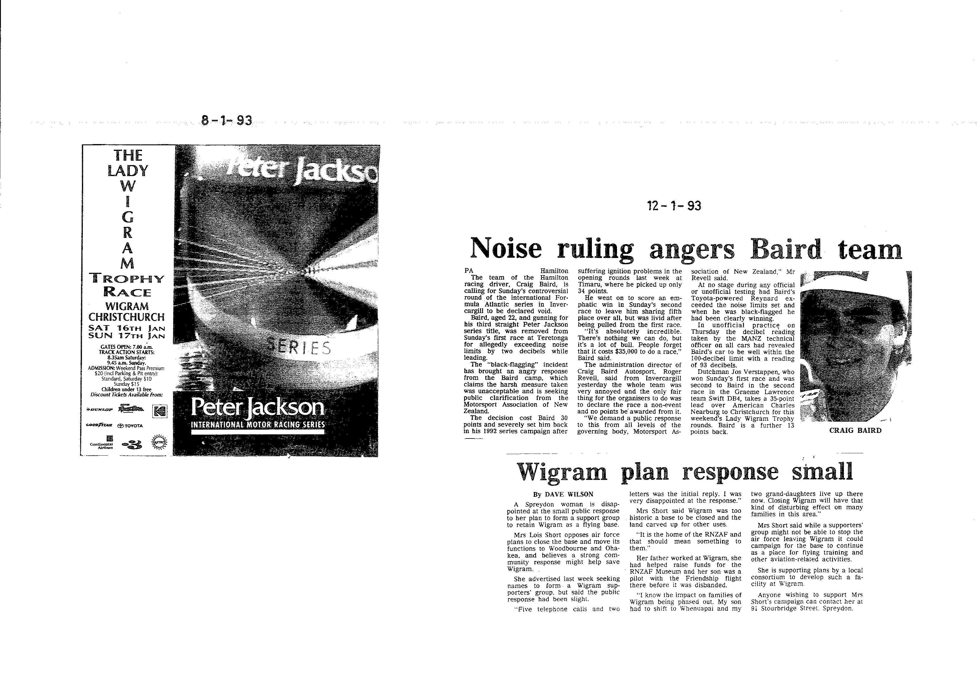 Scan of the clipping page, 8 January 1993