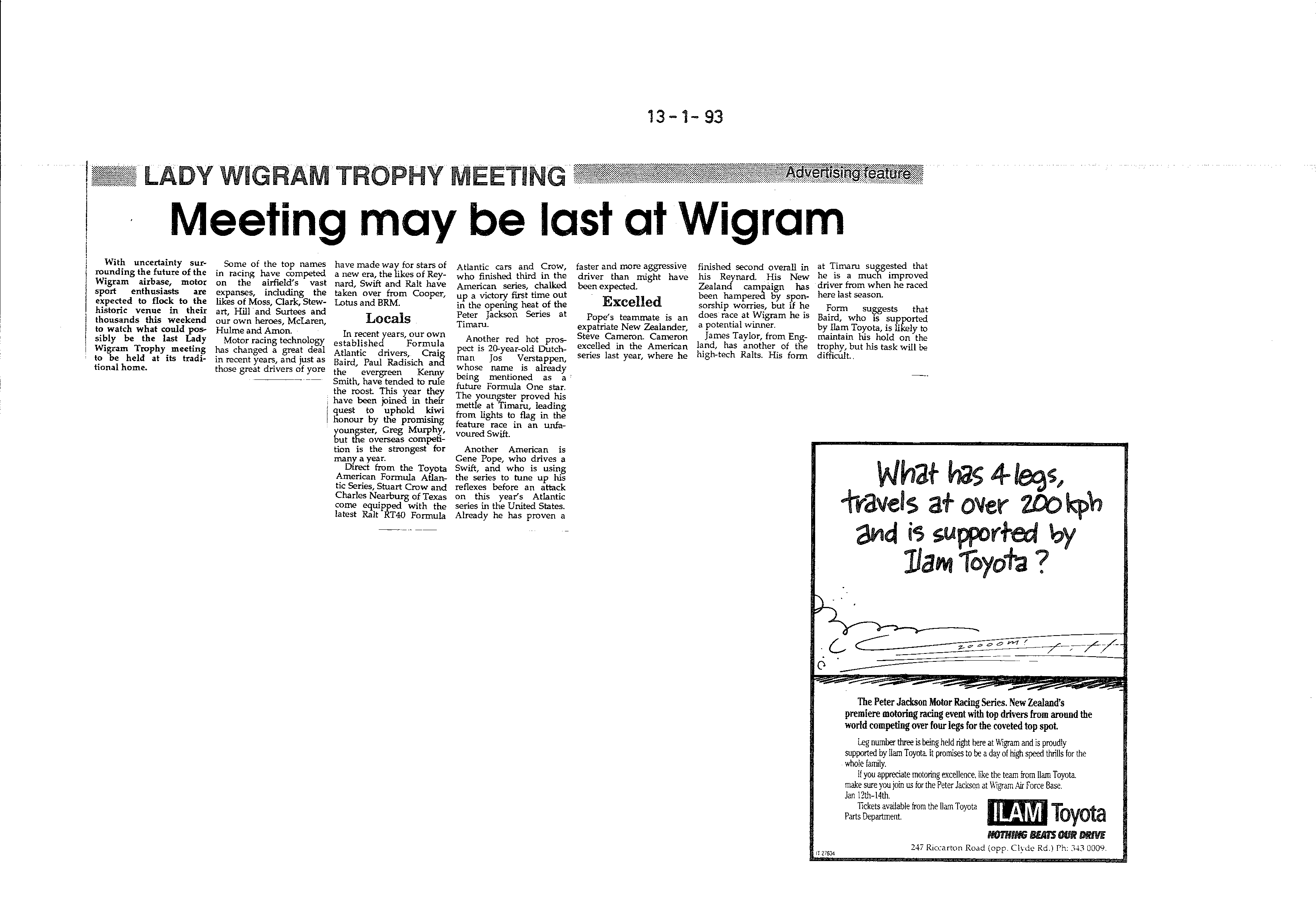 Scan of the clipping page, 13 January 1993