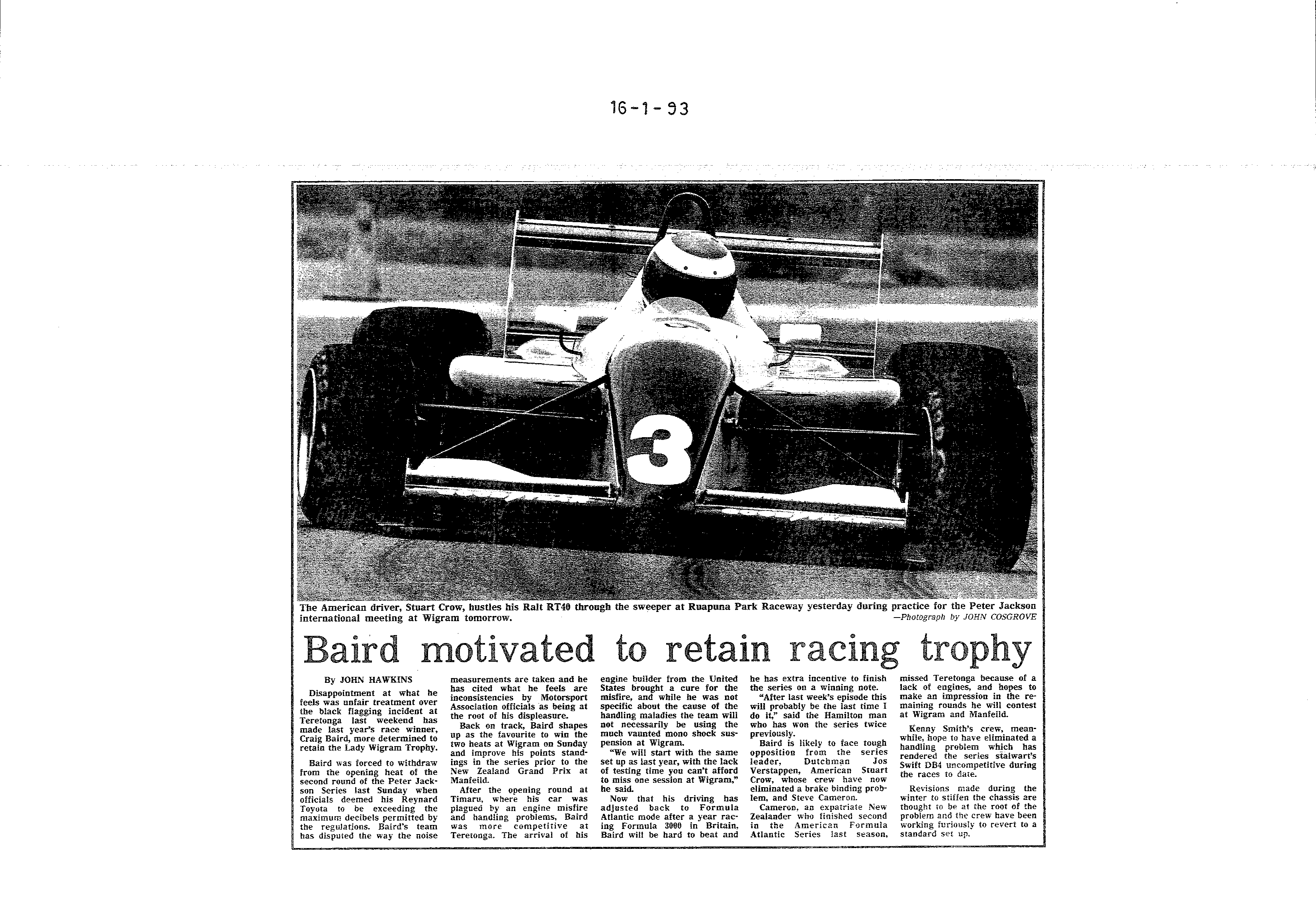 Scan of the clipping page, 16 January 1993