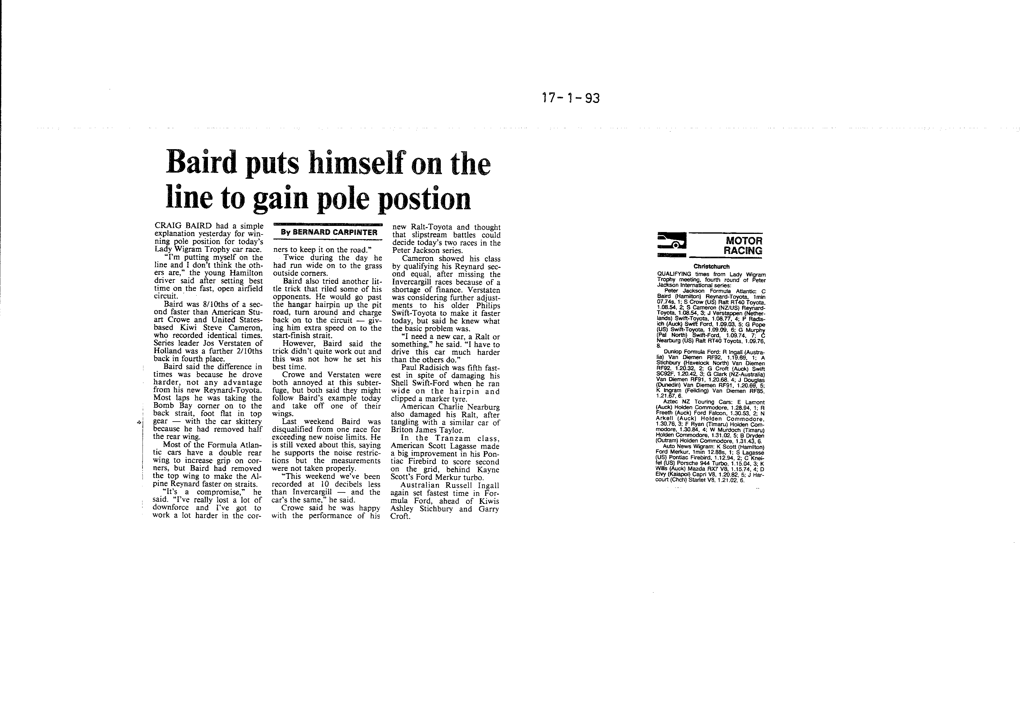 Scan of the clipping page, 17 January 1993