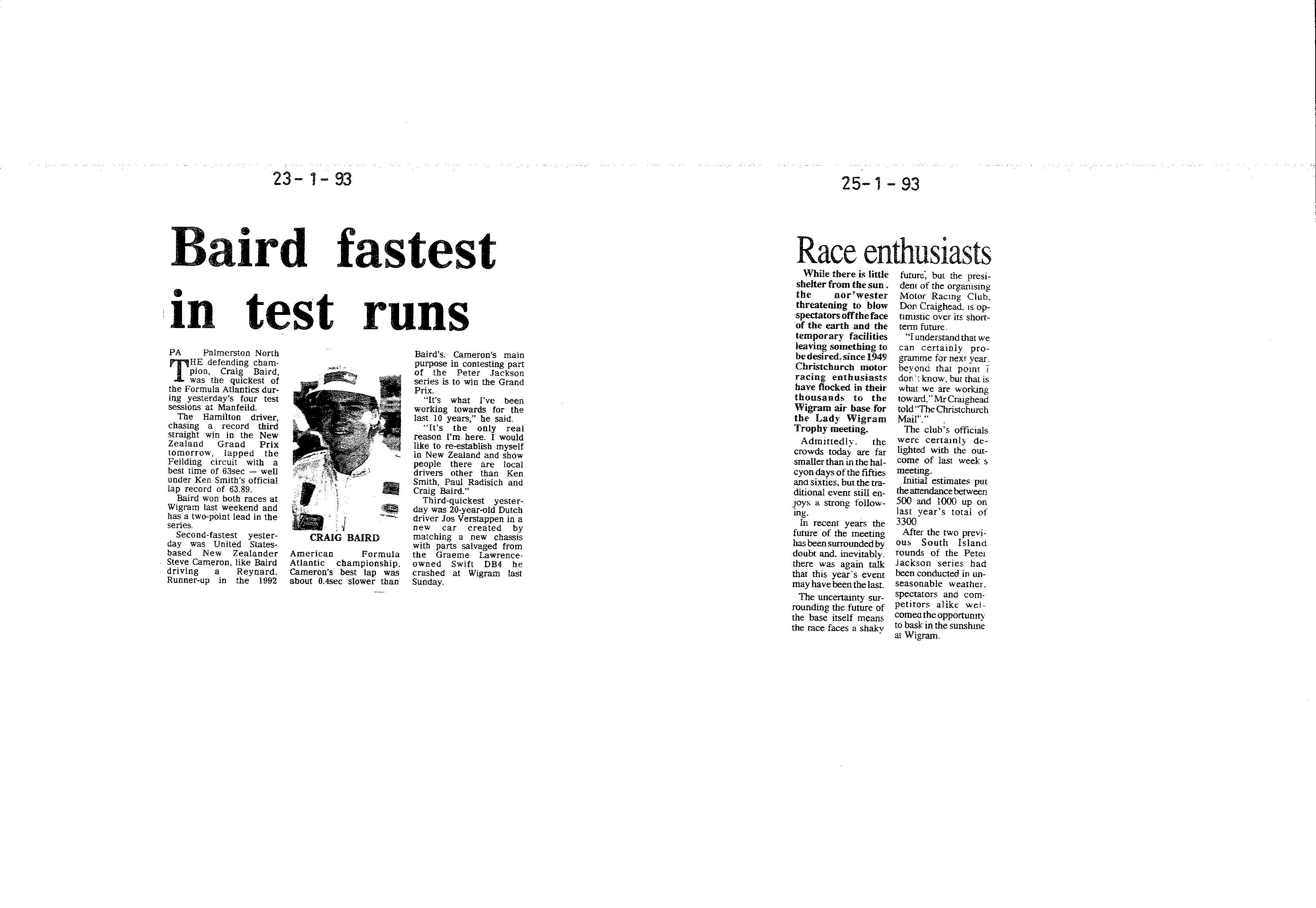 Scan of the clipping page, 23 January 1993