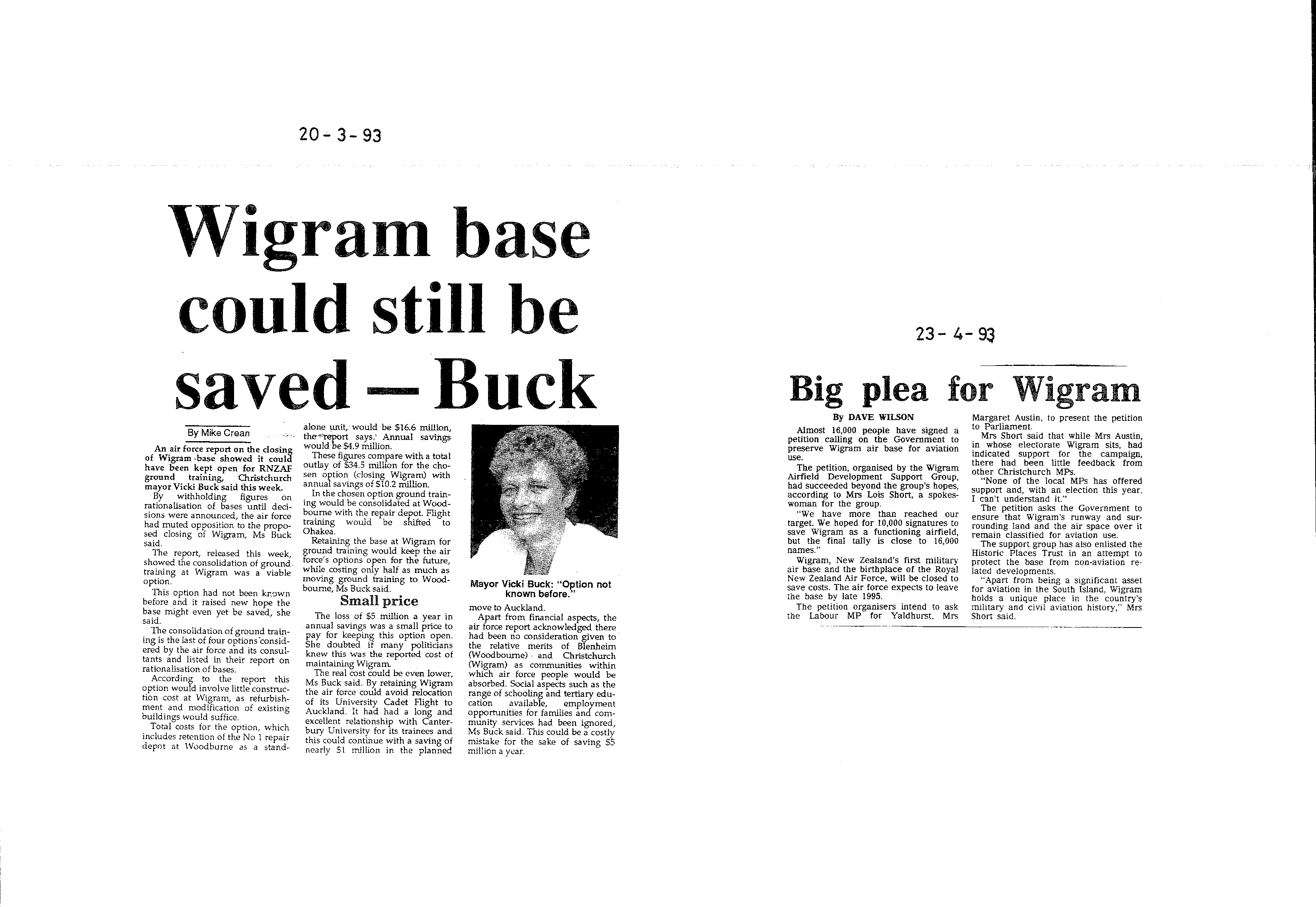 Scan of the clipping page, 20 March 1993