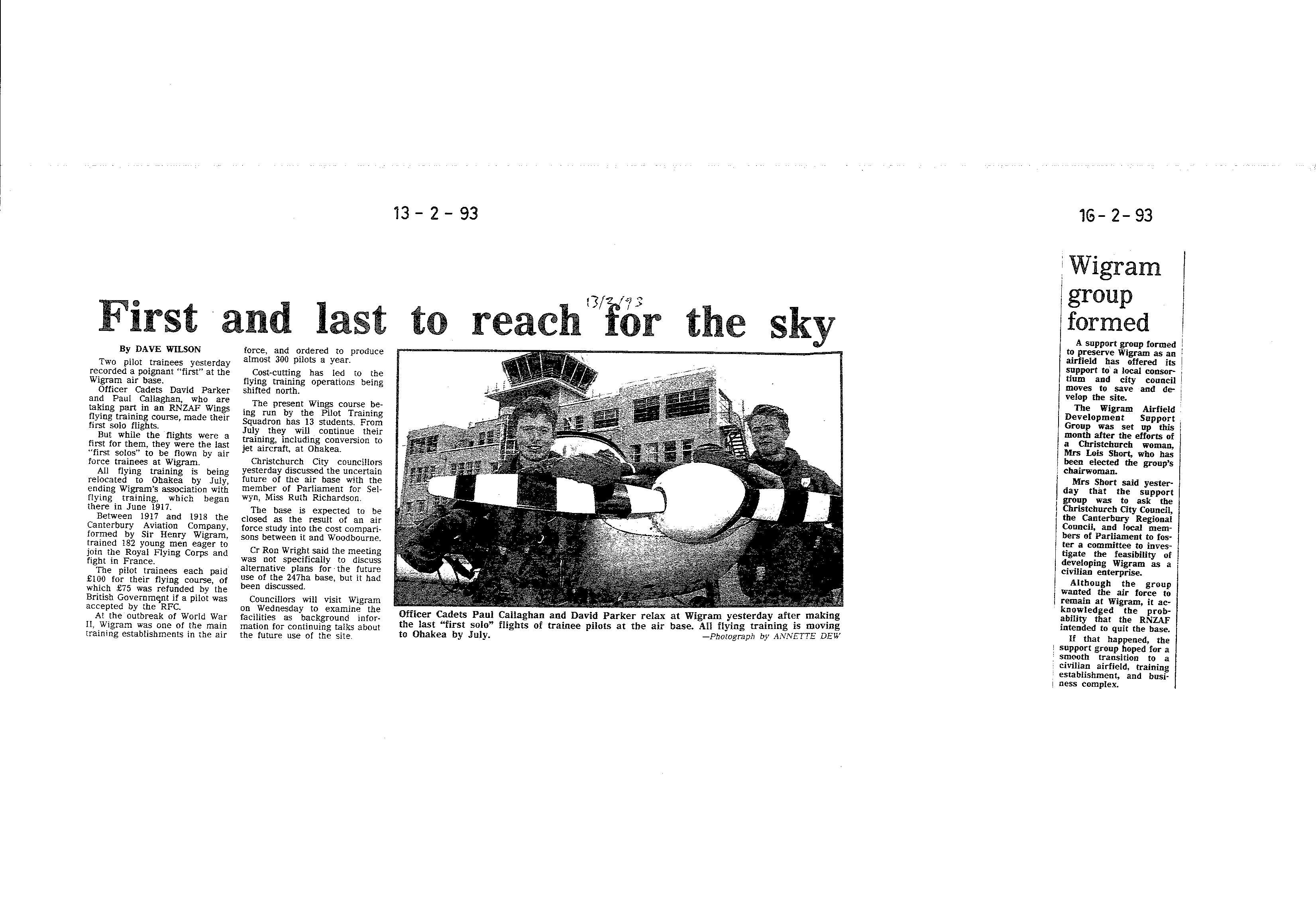 Scan of the clipping page, 13 February 1993