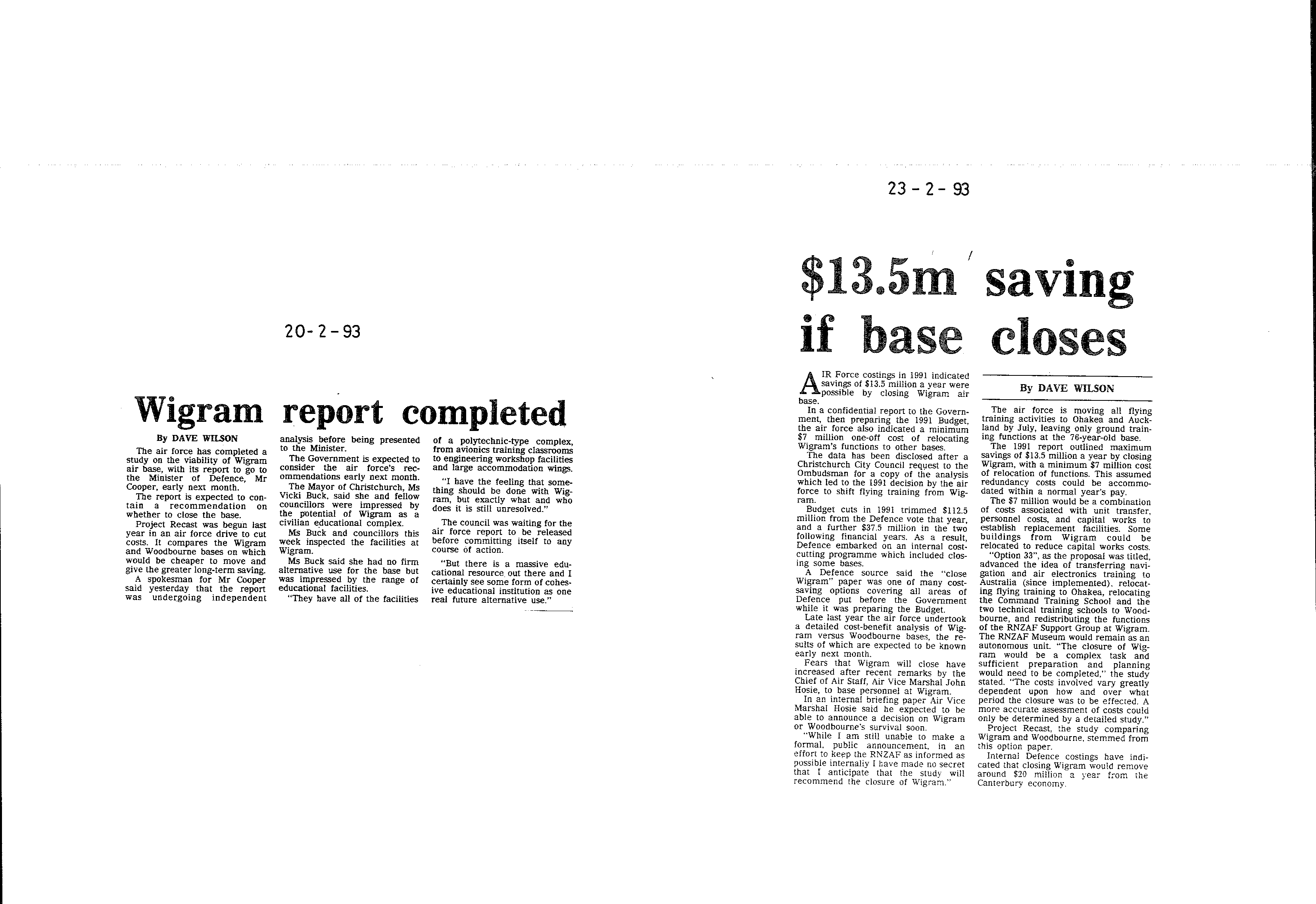 Scan of the clipping page, 20 March 1993