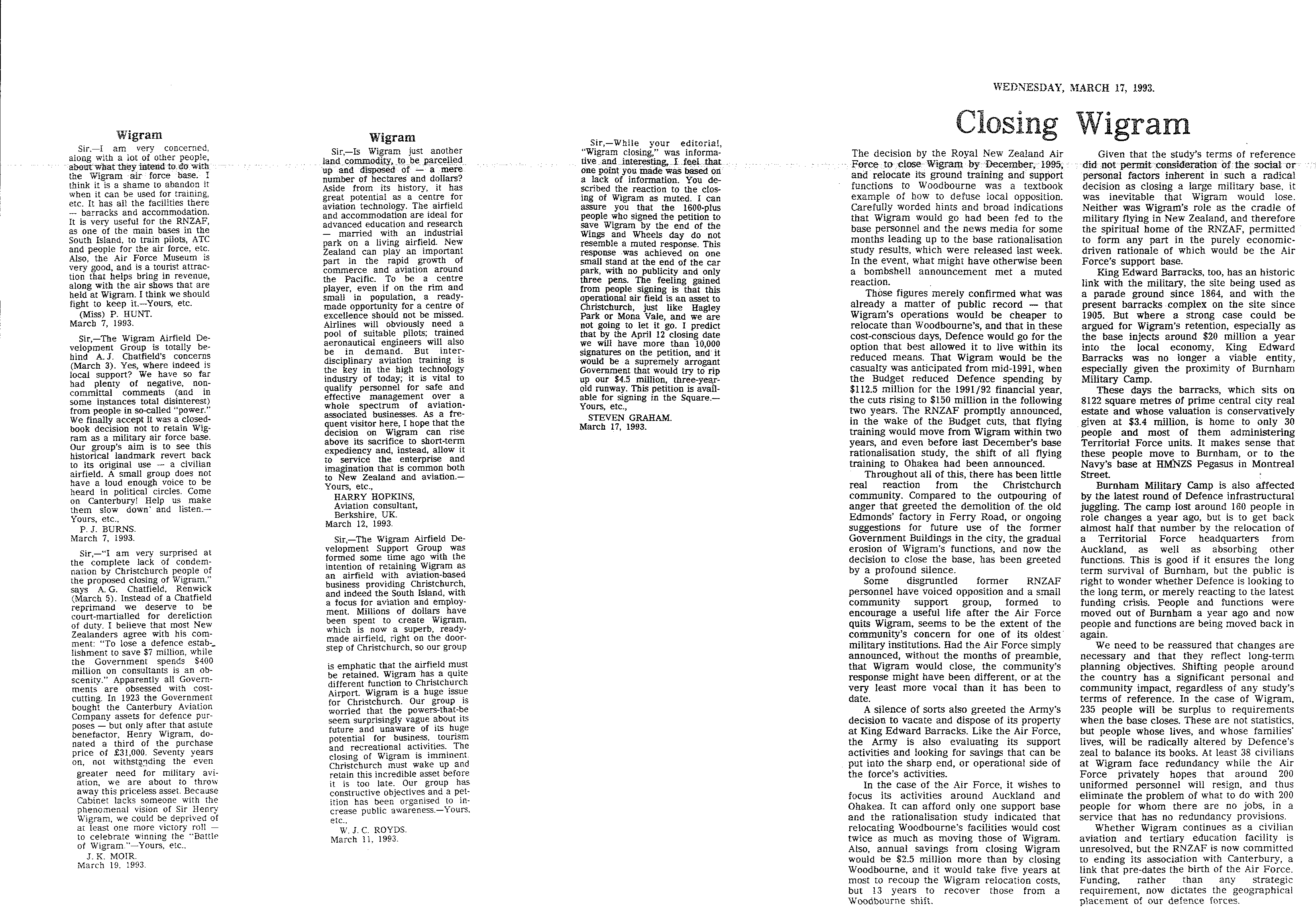 Scan of the clipping page, 17 March 1993
