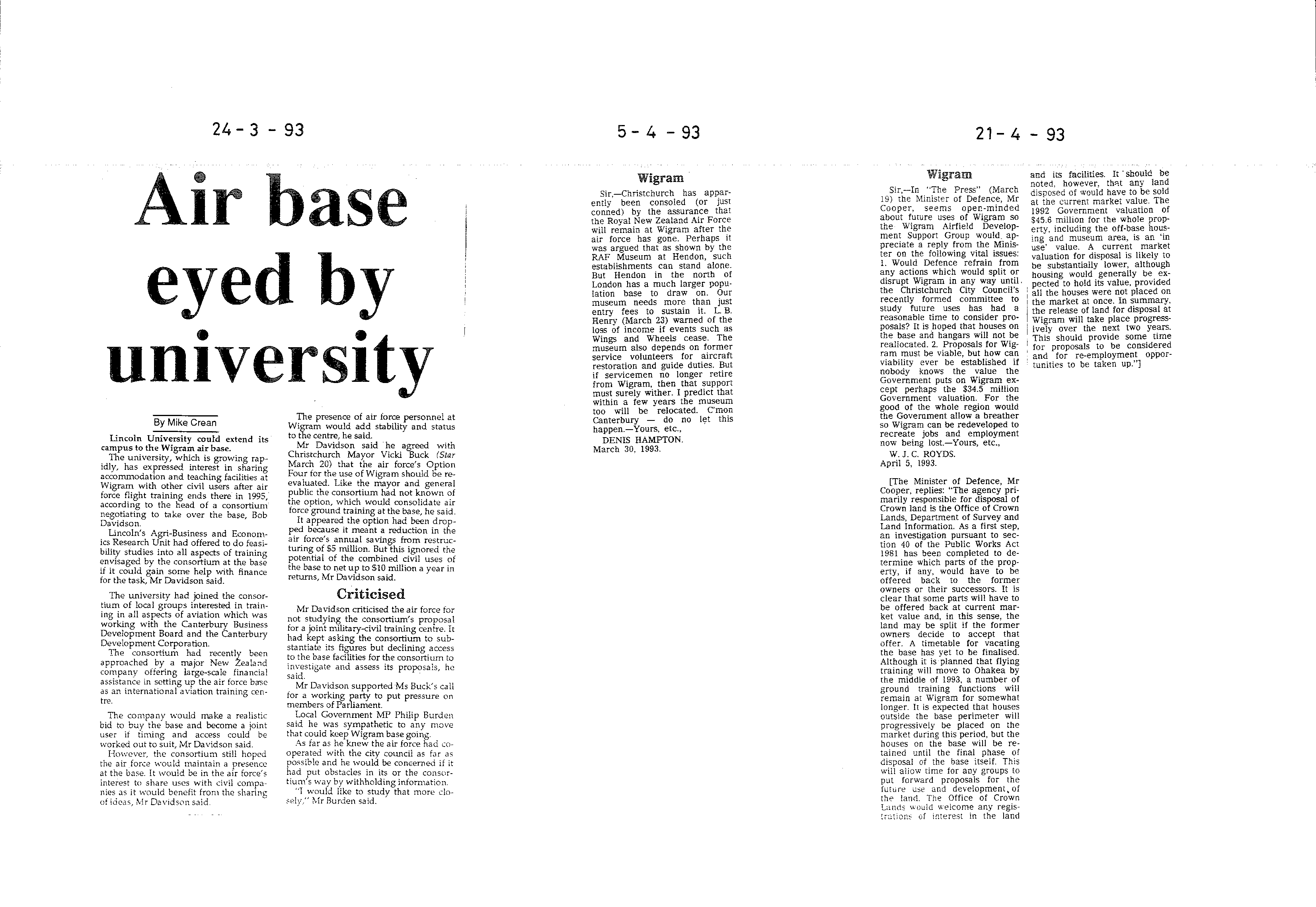 Scan of the clipping page, 24 March 1993