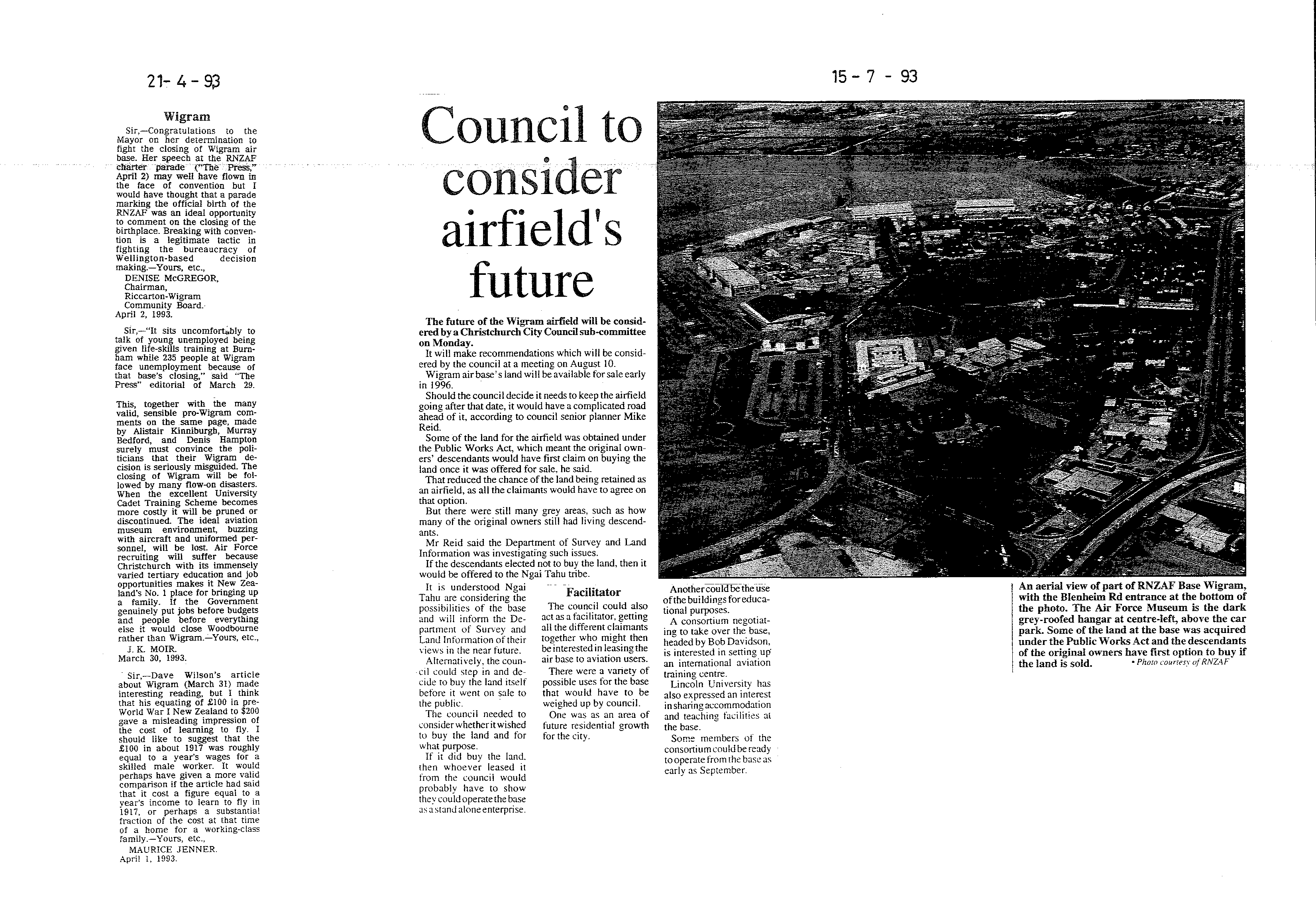 Scan of the clipping page, 21 April 1993
