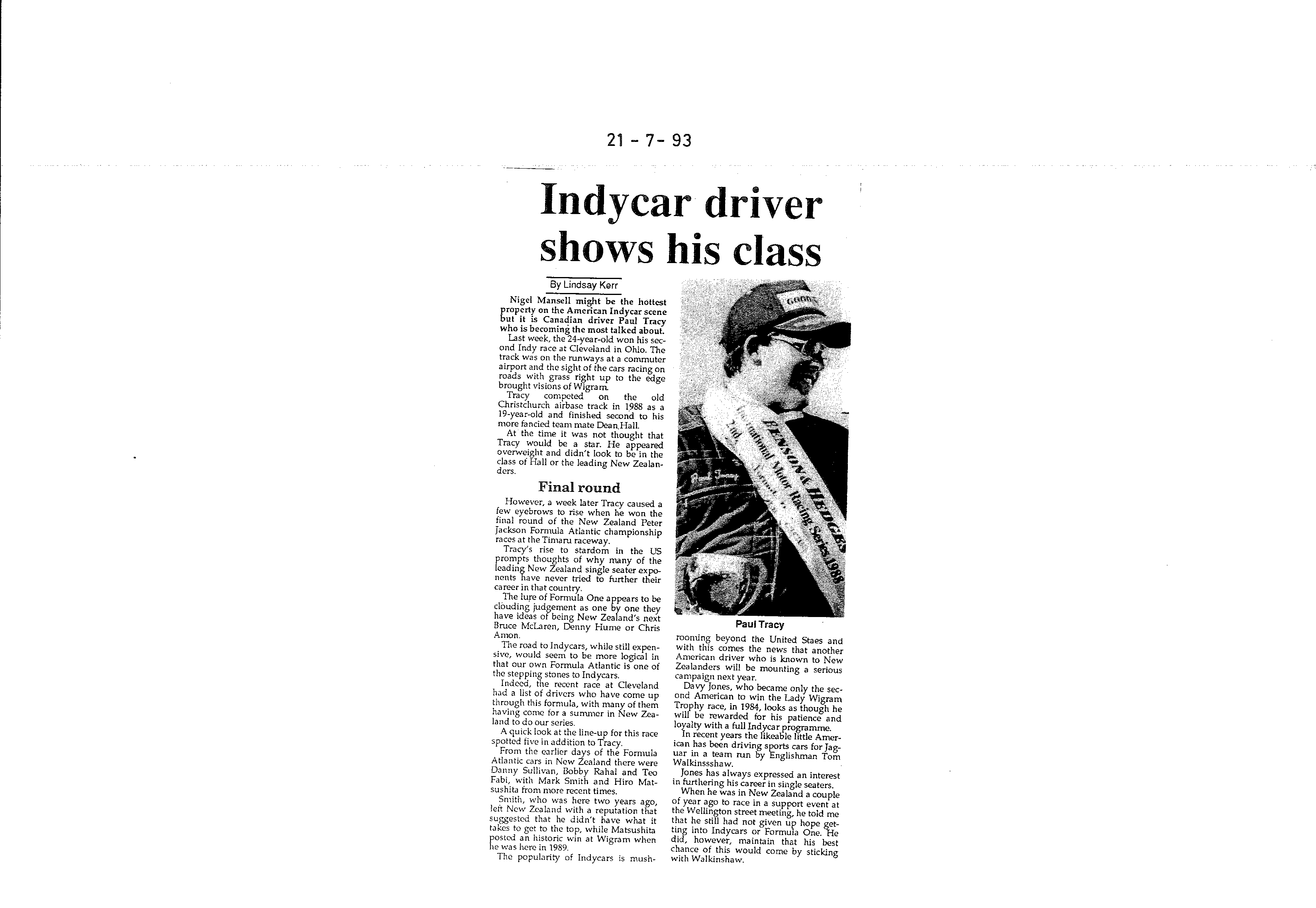 Scan of the clipping page, 21 July 1993