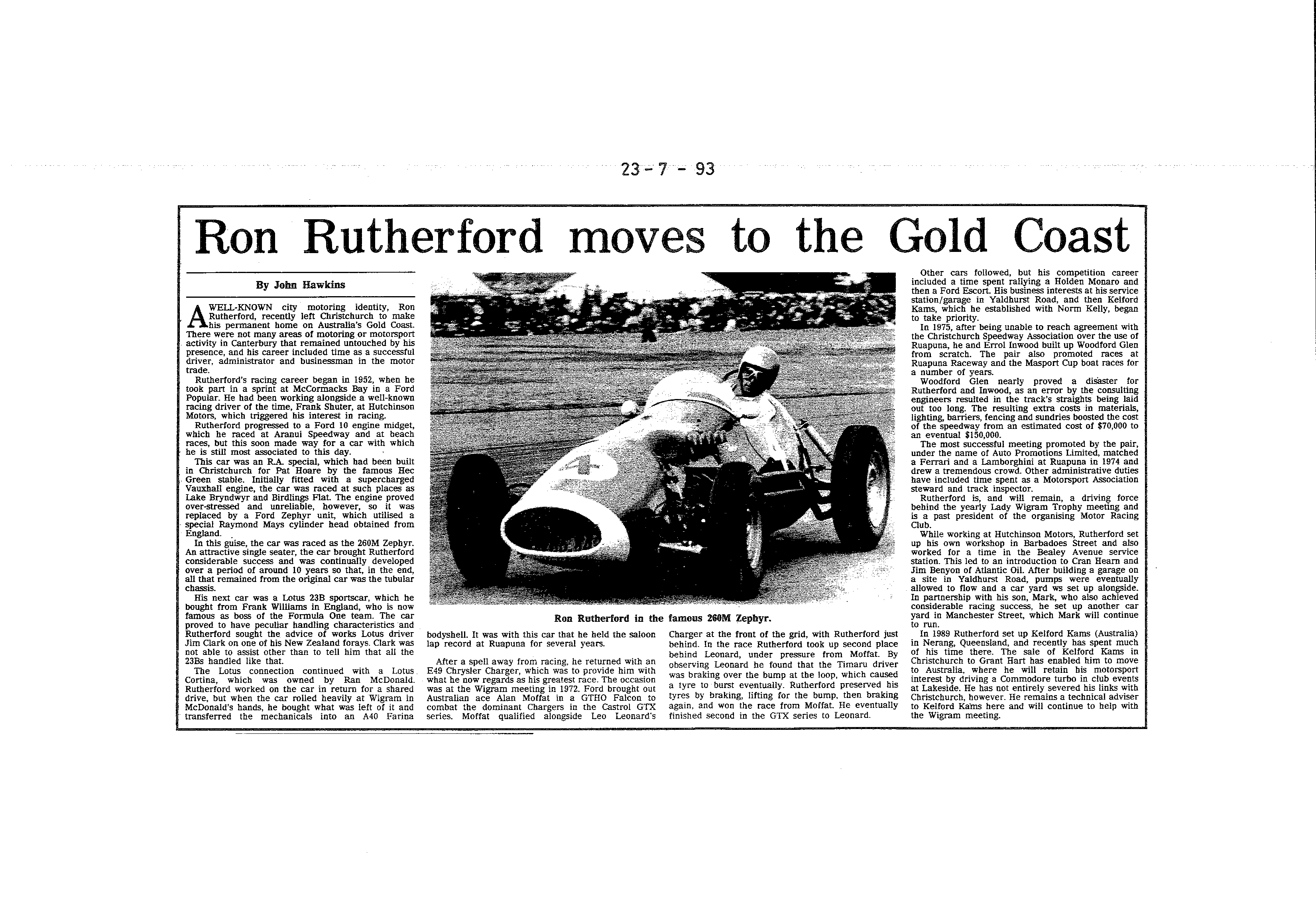 Scan of the clipping page, 23 July 1993