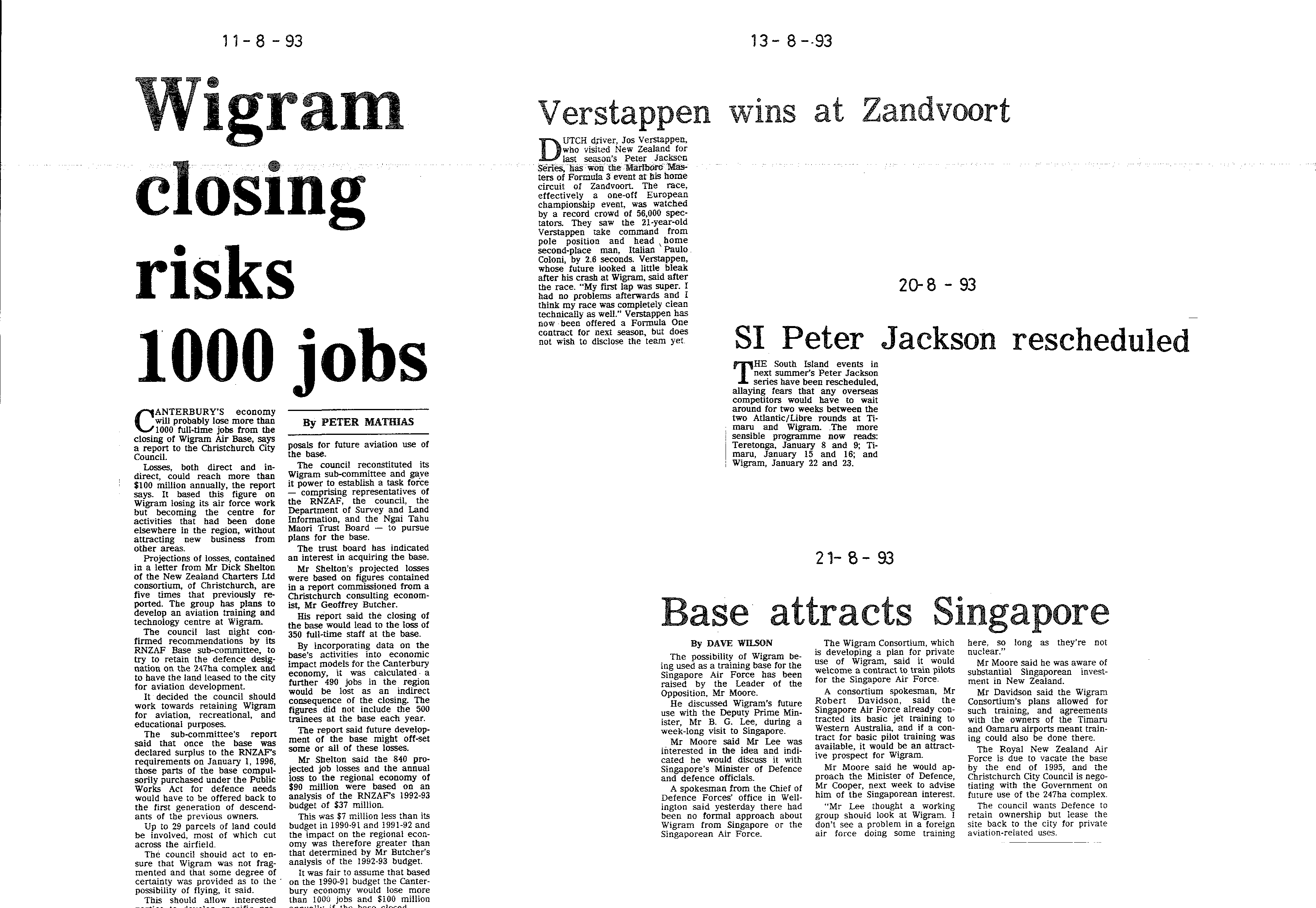 Scan of the clipping page, 11 August 1993