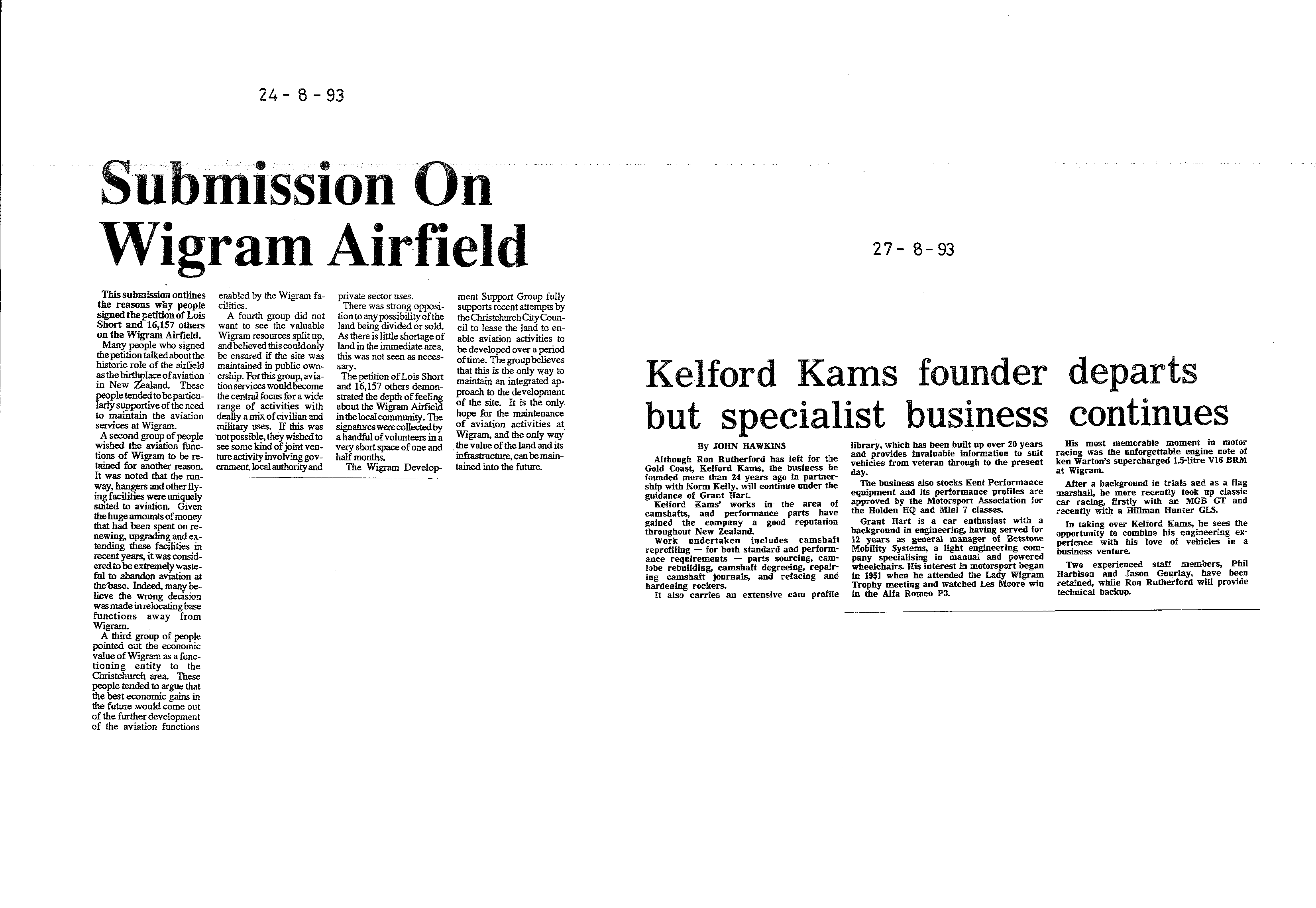Scan of the clipping page, 24 August 1993