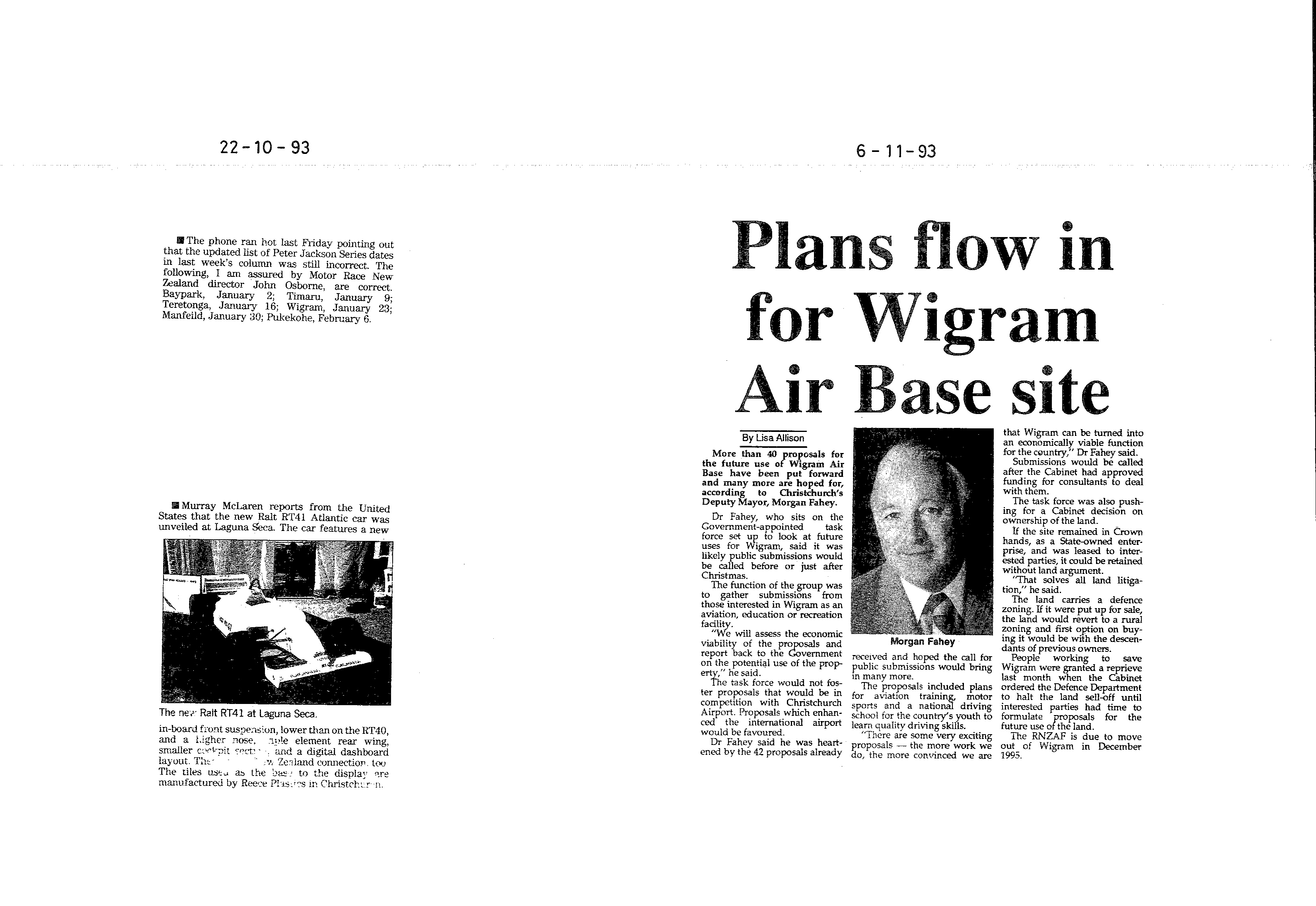 Scan of the clipping page, 22 October 1993