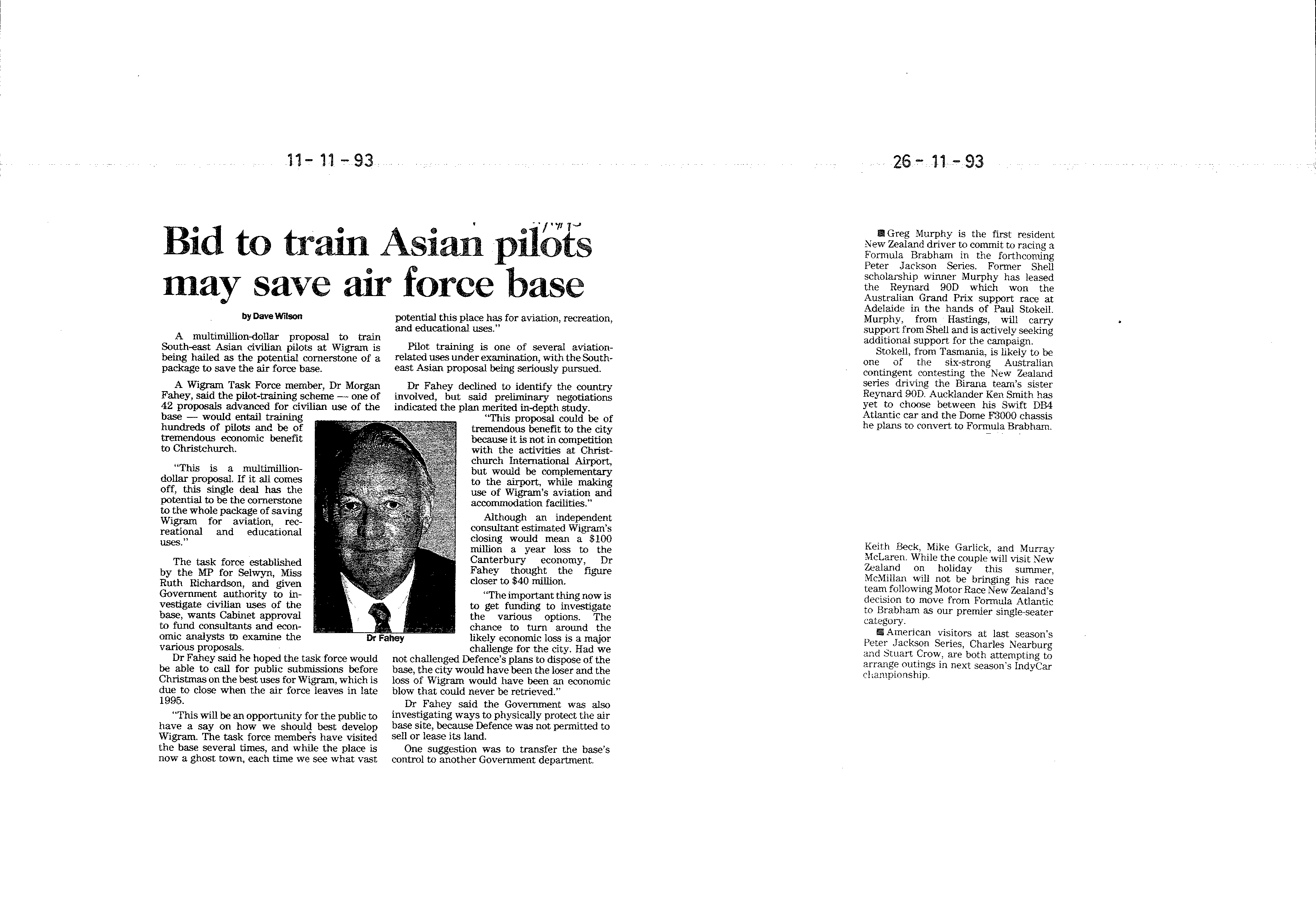 Scan of the clipping page, 11 November 1993