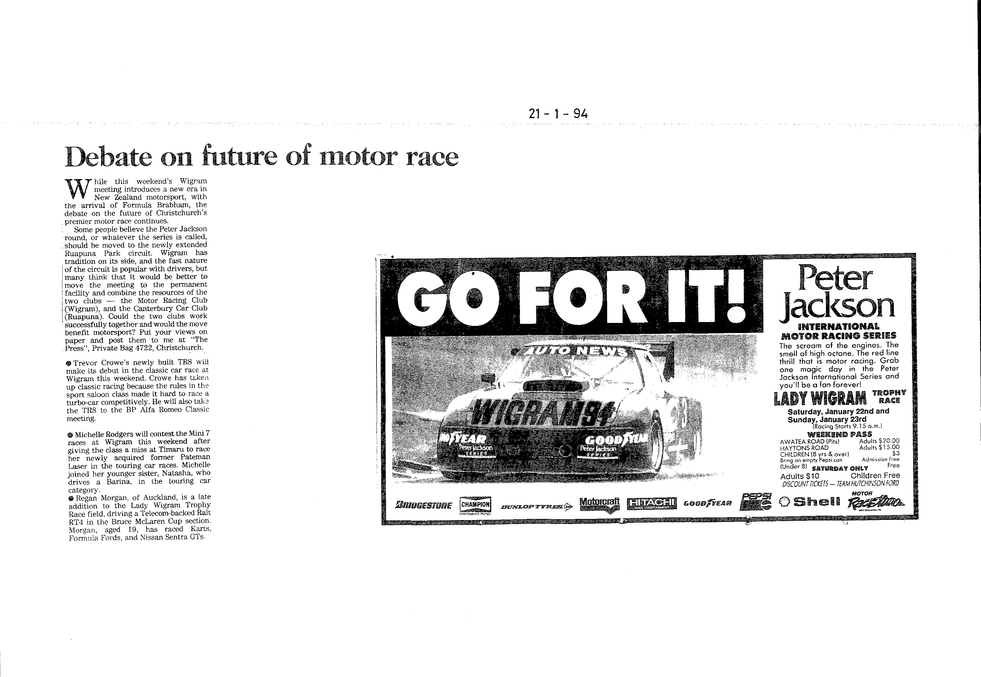 Scan of the clipping page, 21 January 1994