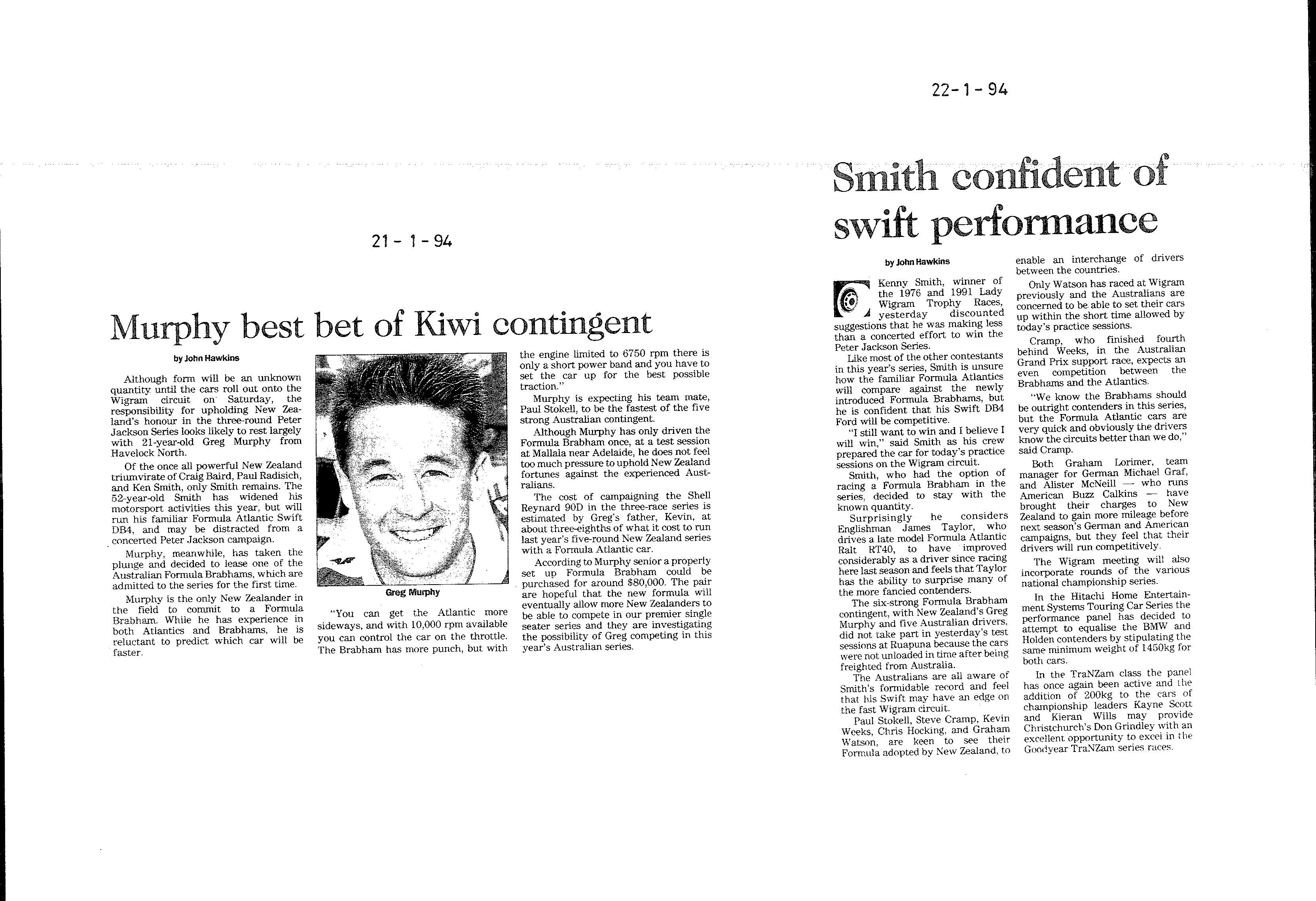 Scan of the clipping page, 21 January 1994