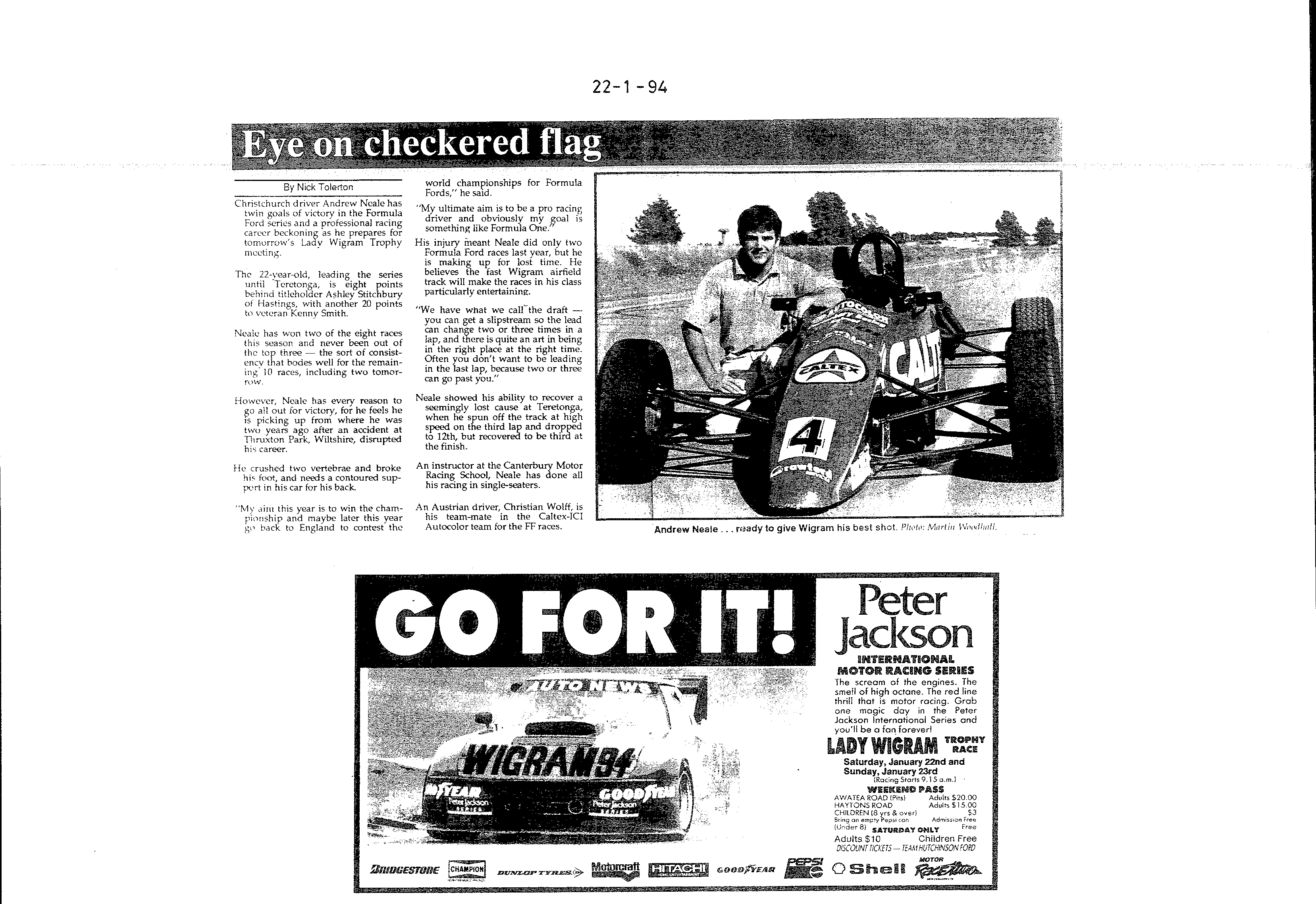 Scan of the clipping page, 22 January 1994