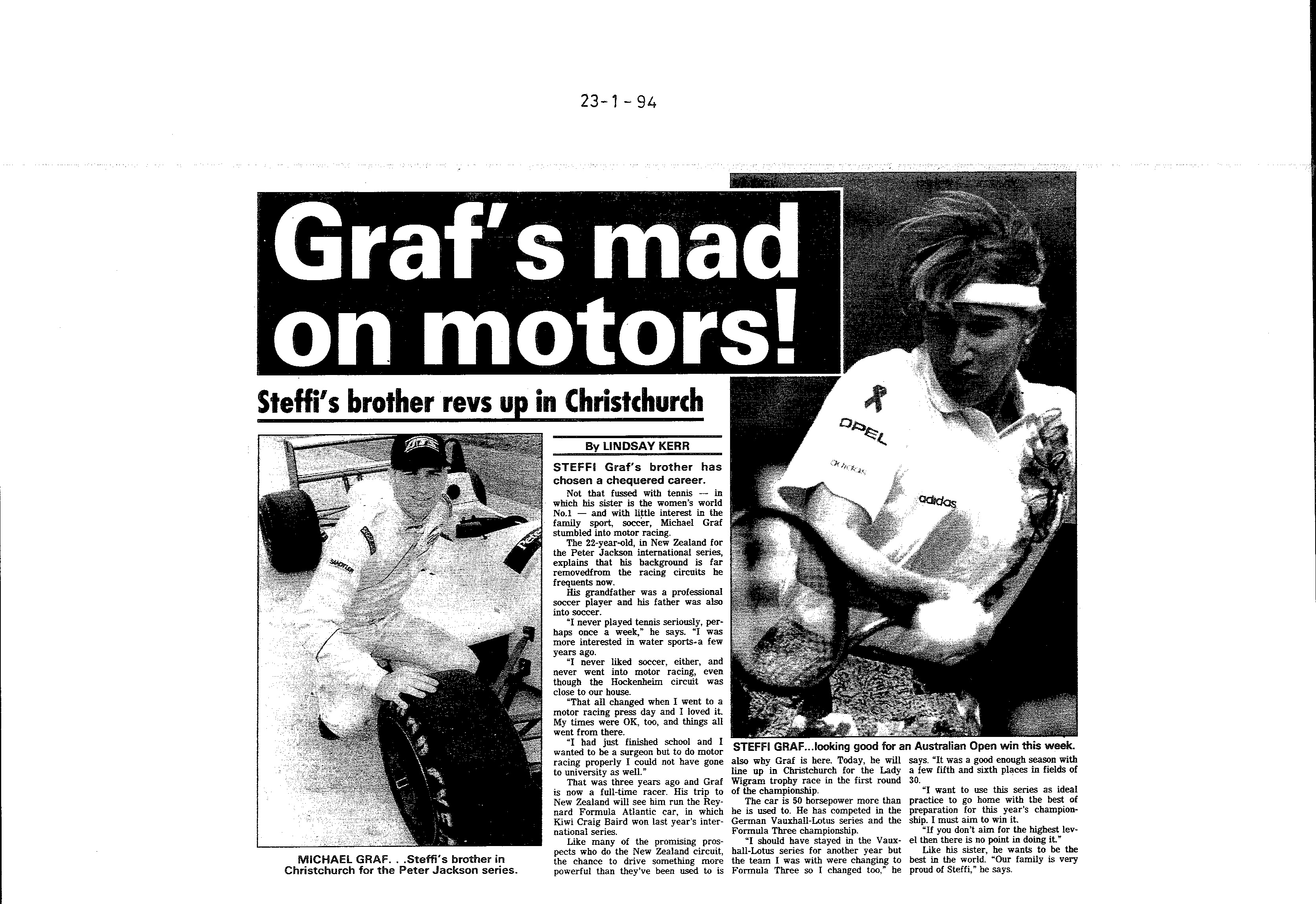 Scan of the clipping page, 23 January 1994